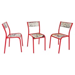 Set di 3 sedie Mullca 510 rivisitate "Charlie Hebdo