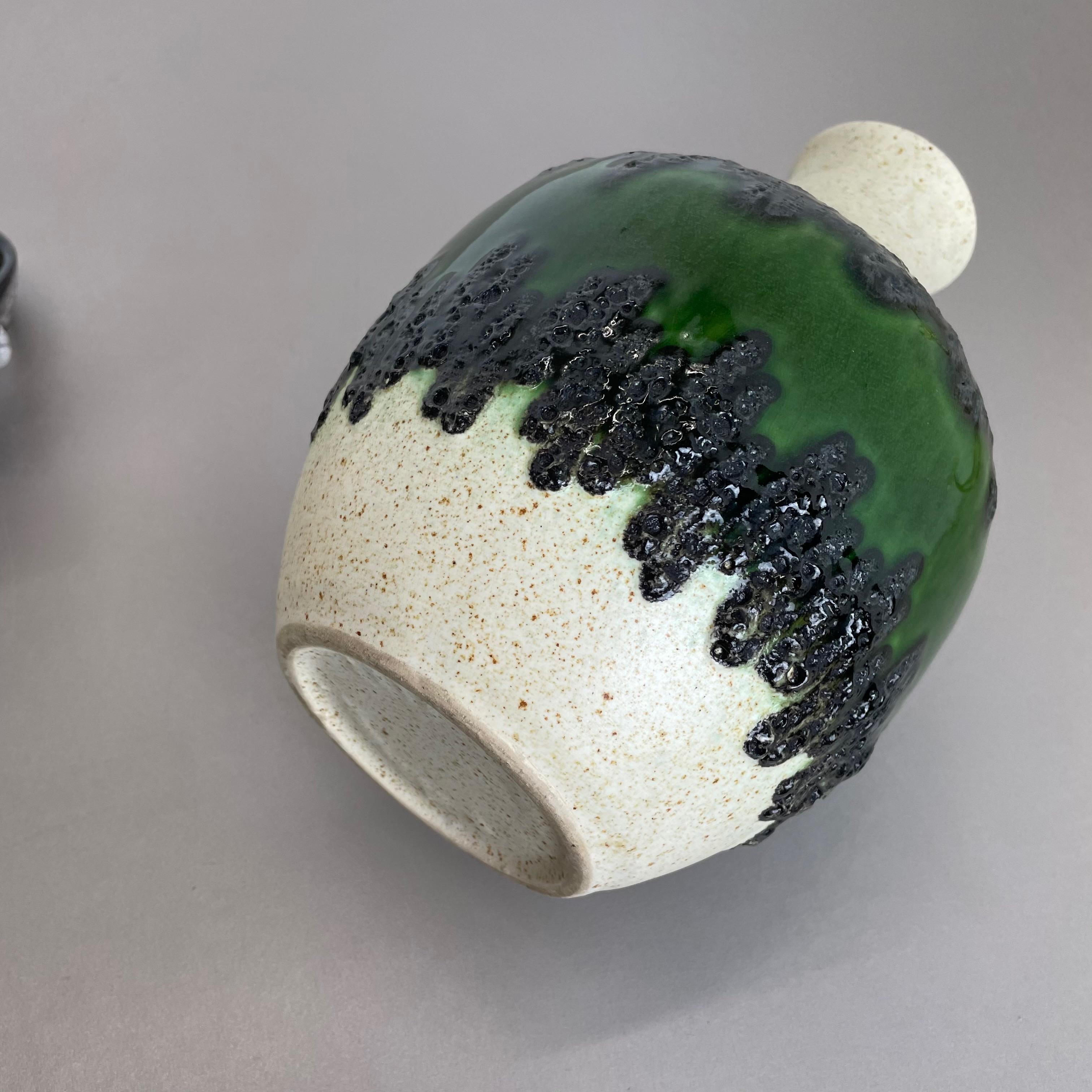Set of 3 Multi-Color Fat Lava Op Art Pottery Vase Made Bay Ceramics, Germany For Sale 12
