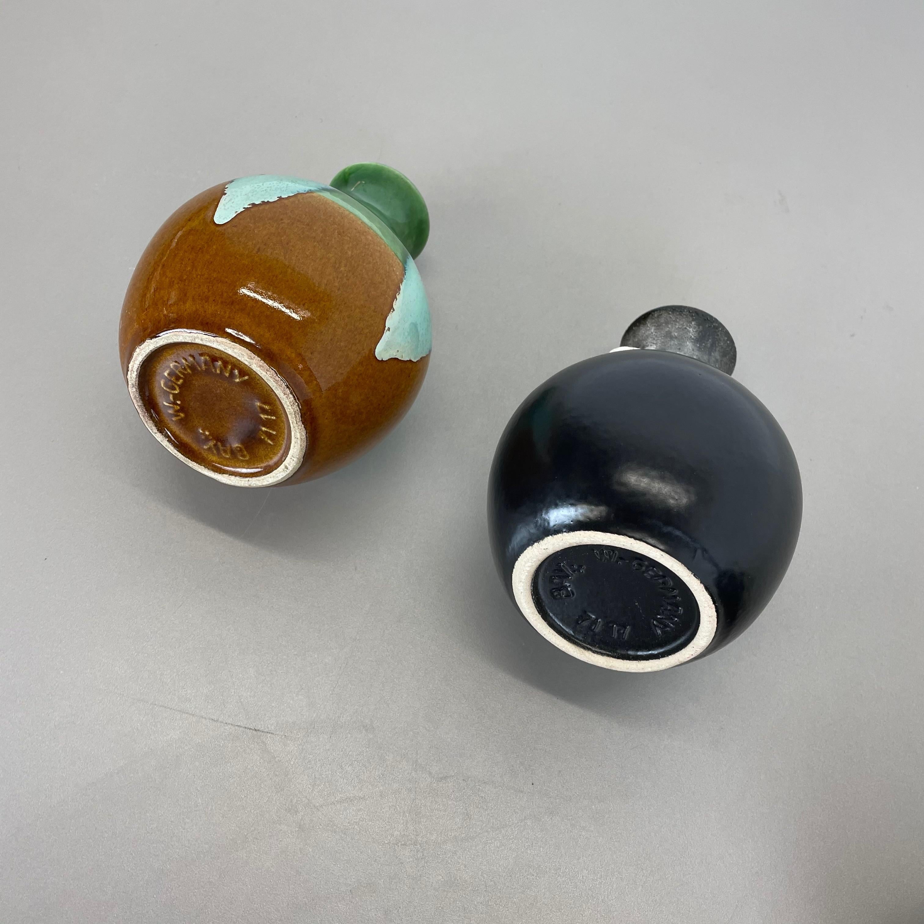 Set of 3 Multi-Color Fat Lava Op Art Pottery Vase Made Bay Ceramics, Germany For Sale 13