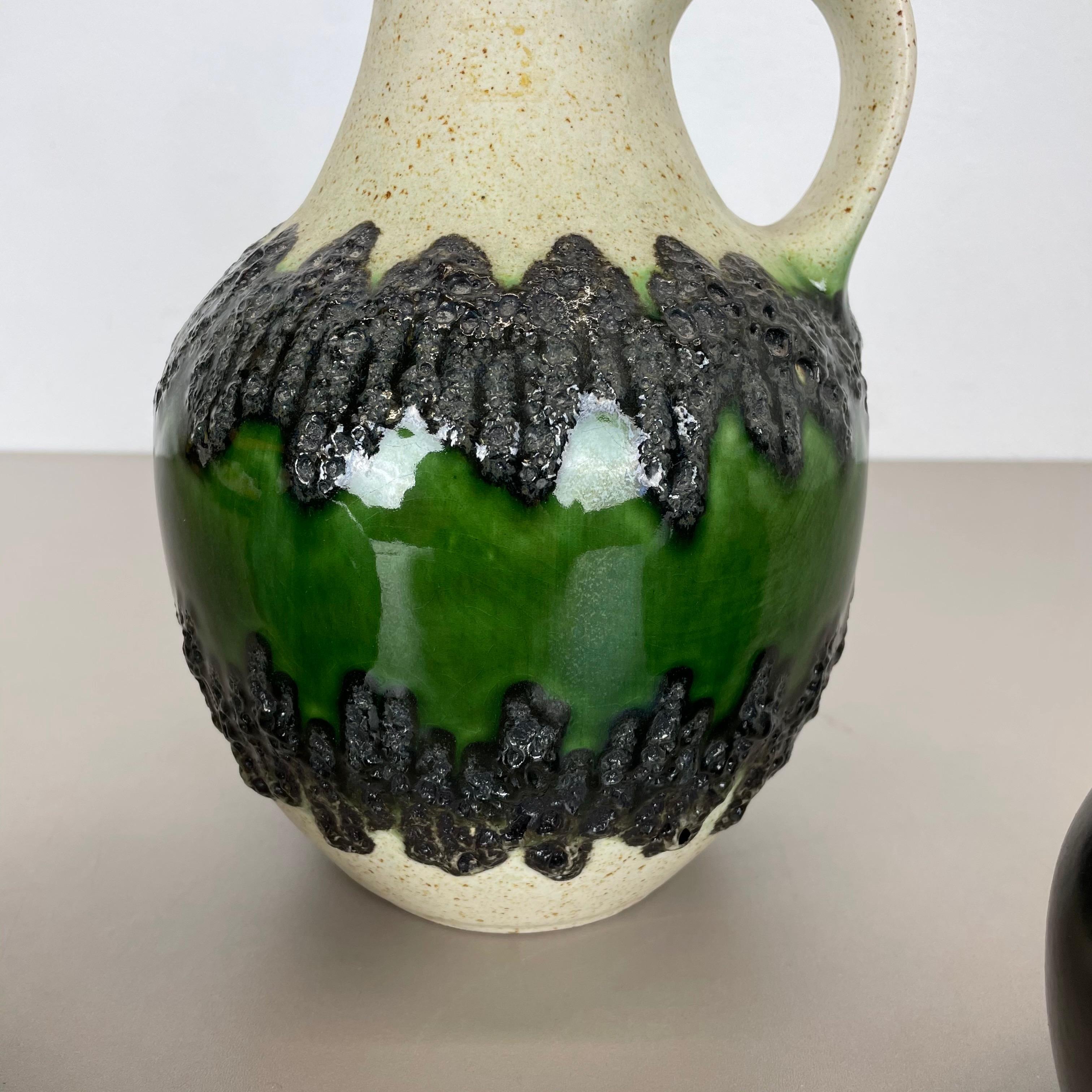 Set of 3 Multi-Color Fat Lava Op Art Pottery Vase Made Bay Ceramics, Germany For Sale 2