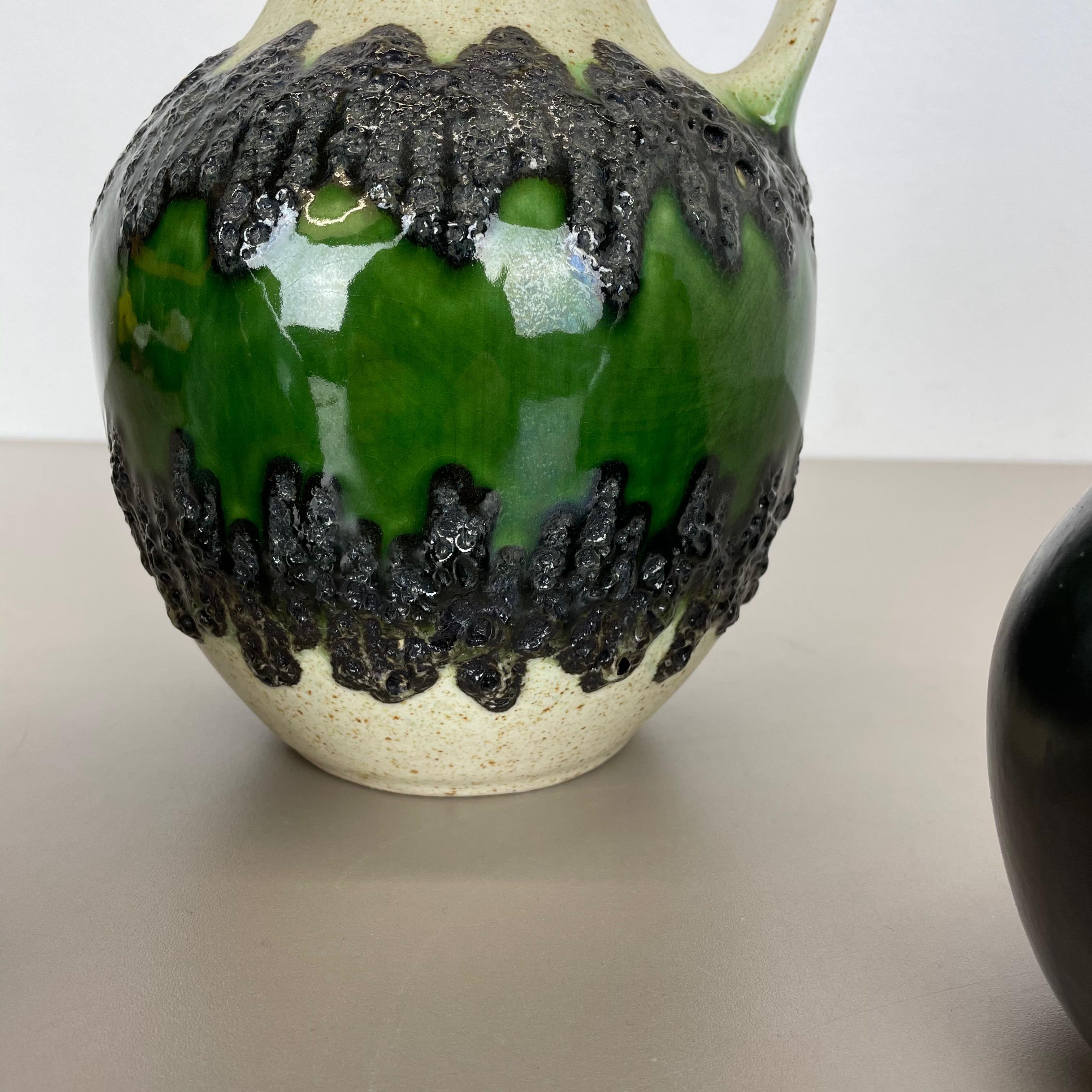 Set of 3 Multi-Color Fat Lava Op Art Pottery Vase Made Bay Ceramics, Germany For Sale 3