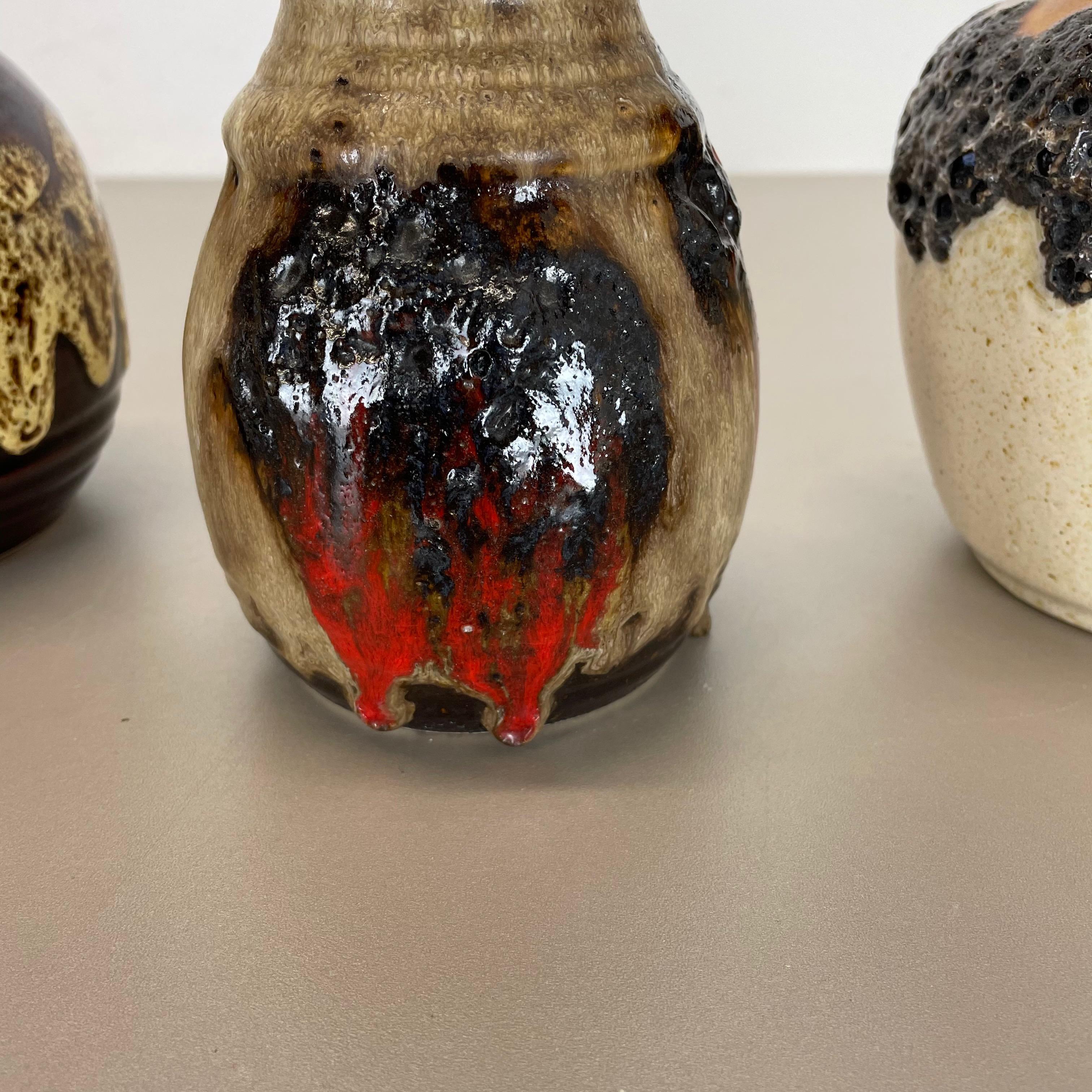 Ensemble de 3 vases en poterie d'art optique lave grasse multicolore fabriqués en céramique de Bay, Allemagne en vente 3
