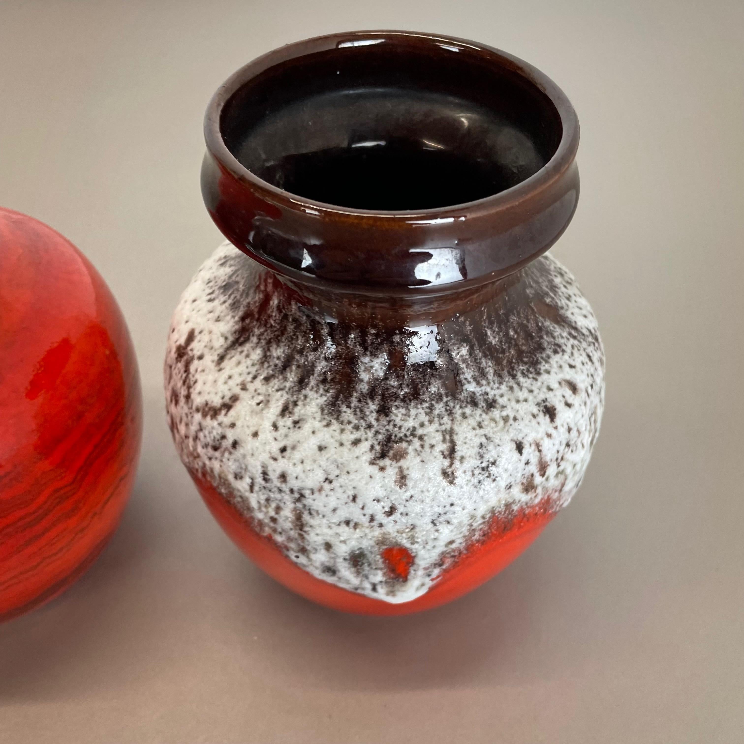 Set of 3 Multi-Color Fat Lava Op Art Pottery Vase Made Bay Ceramics, Germany For Sale 5