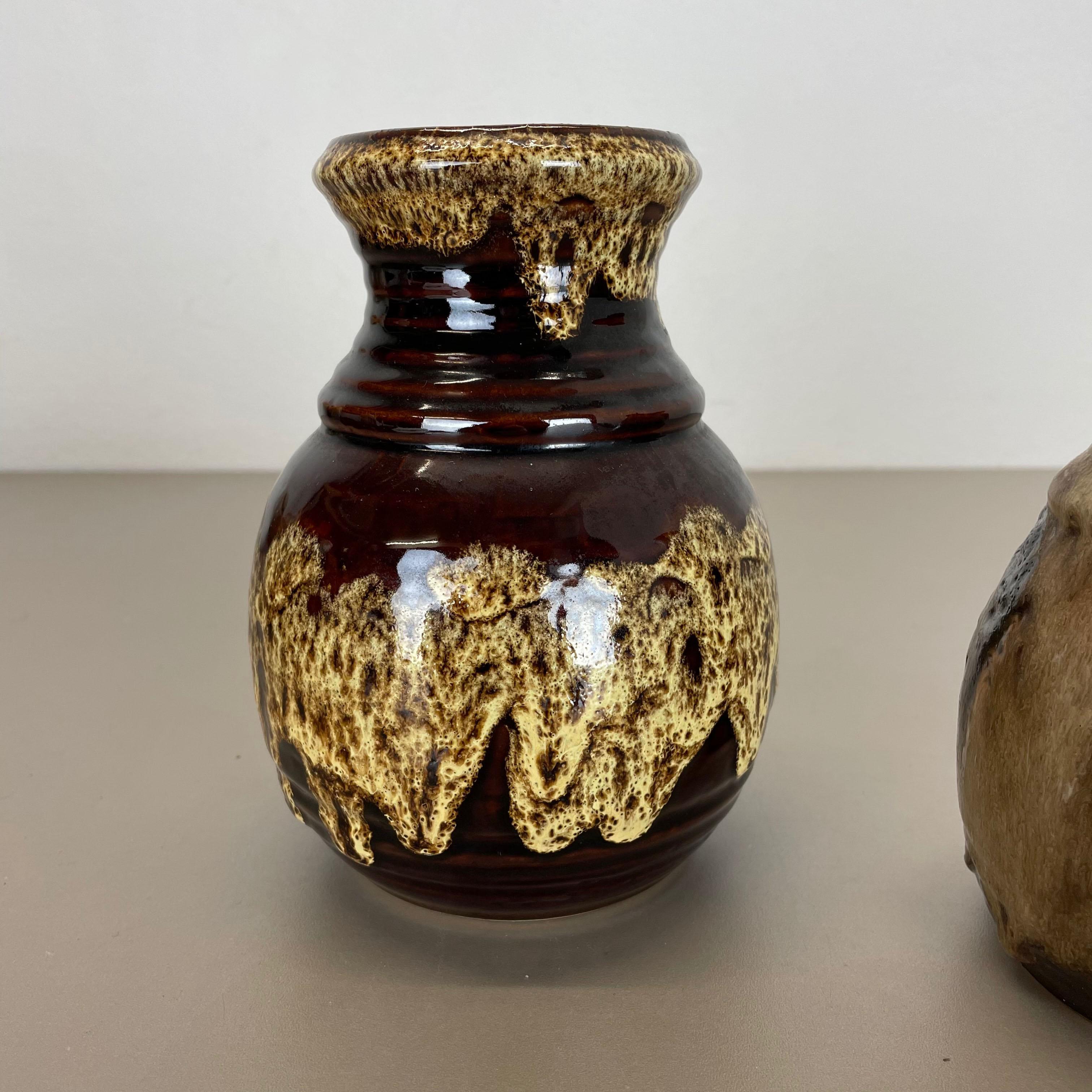 Ensemble de 3 vases en poterie d'art optique lave grasse multicolore fabriqués en céramique de Bay, Allemagne en vente 6