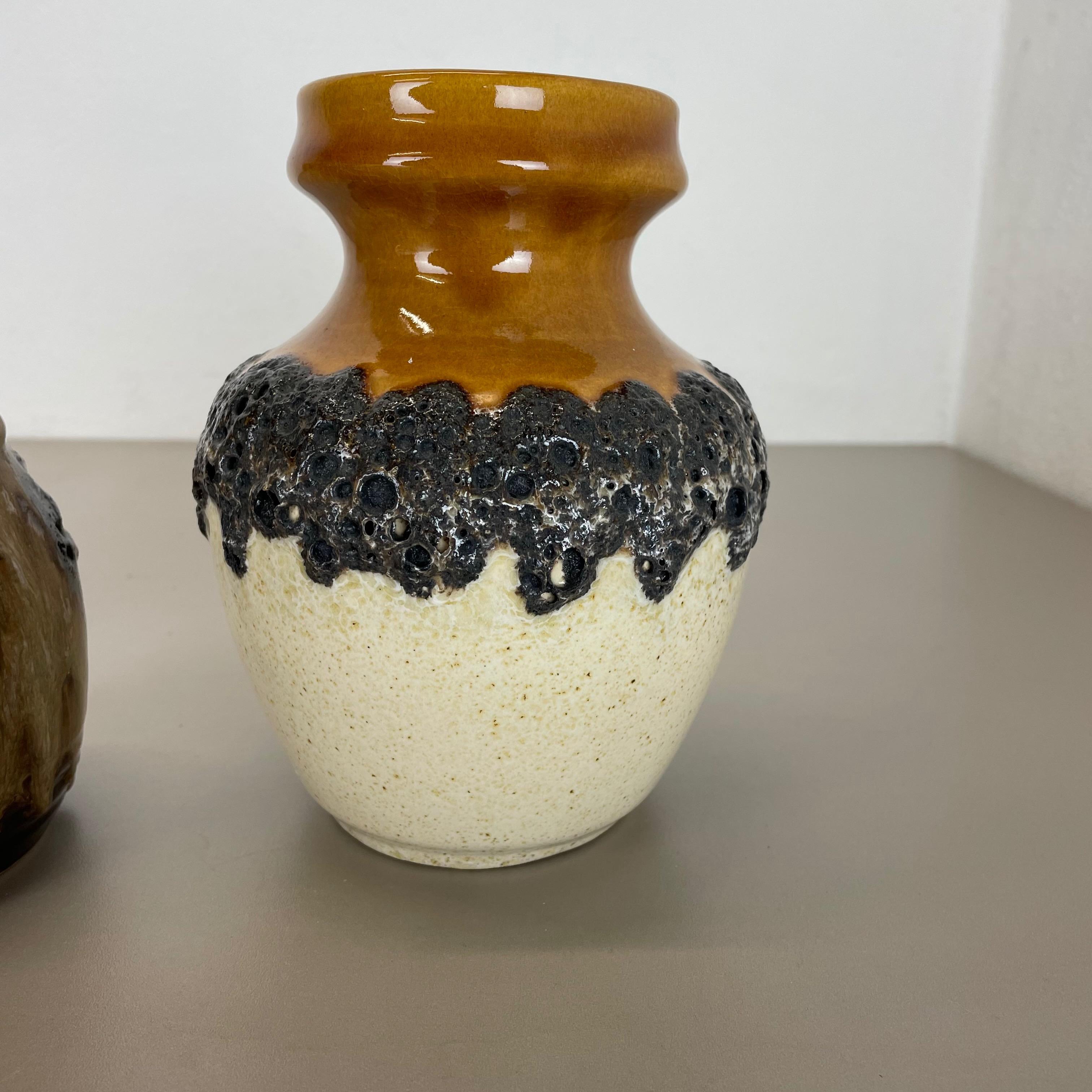 Set of 3 Multi-Color Fat Lava Op Art Pottery Vase Made Bay Ceramics, Germany For Sale 11