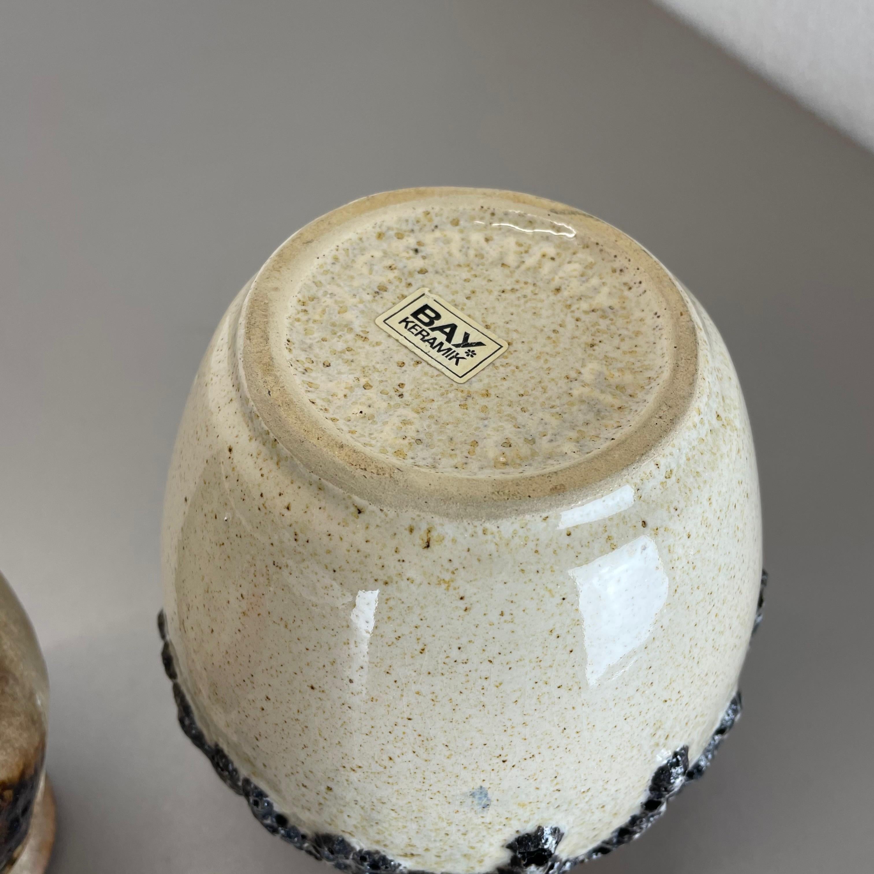 Ensemble de 3 vases en poterie d'art optique lave grasse multicolore fabriqués en céramique de Bay, Allemagne en vente 13