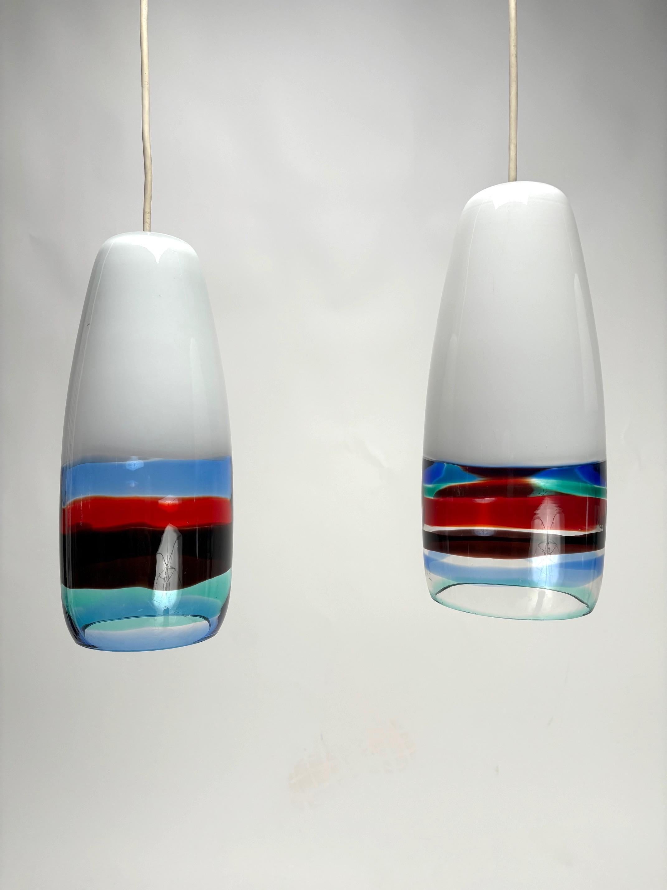 Set di 3 ciondoli multicolore di Massimo Vignelli per Venini, Italia, Mod. 4035 In condizioni buone in vendita a Argelato, BO