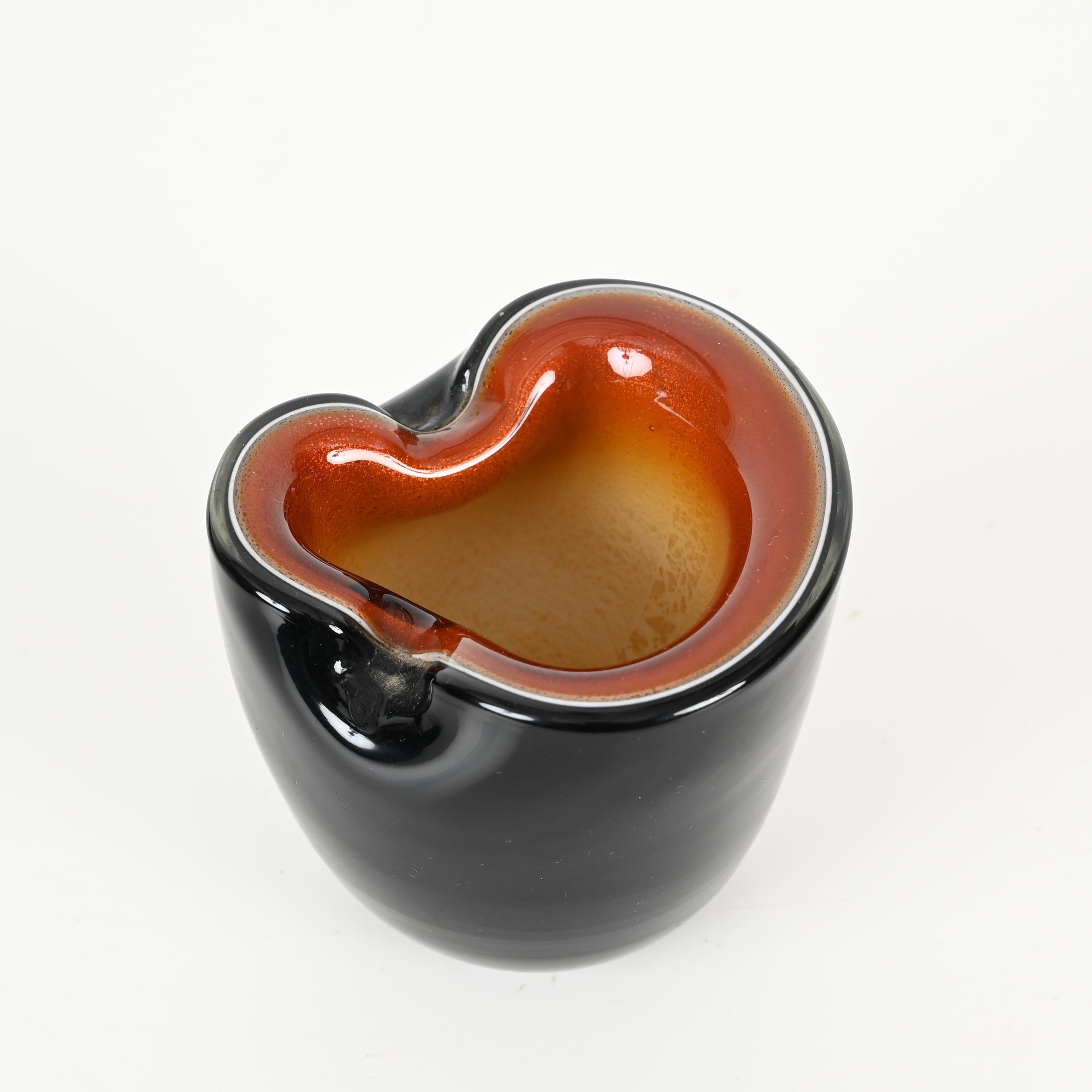 Set of 3 Murano Ashtrays or Decorativ Bowls in Orange Murano Glass, Italy 1970 In Good Condition For Sale In Roma, IT