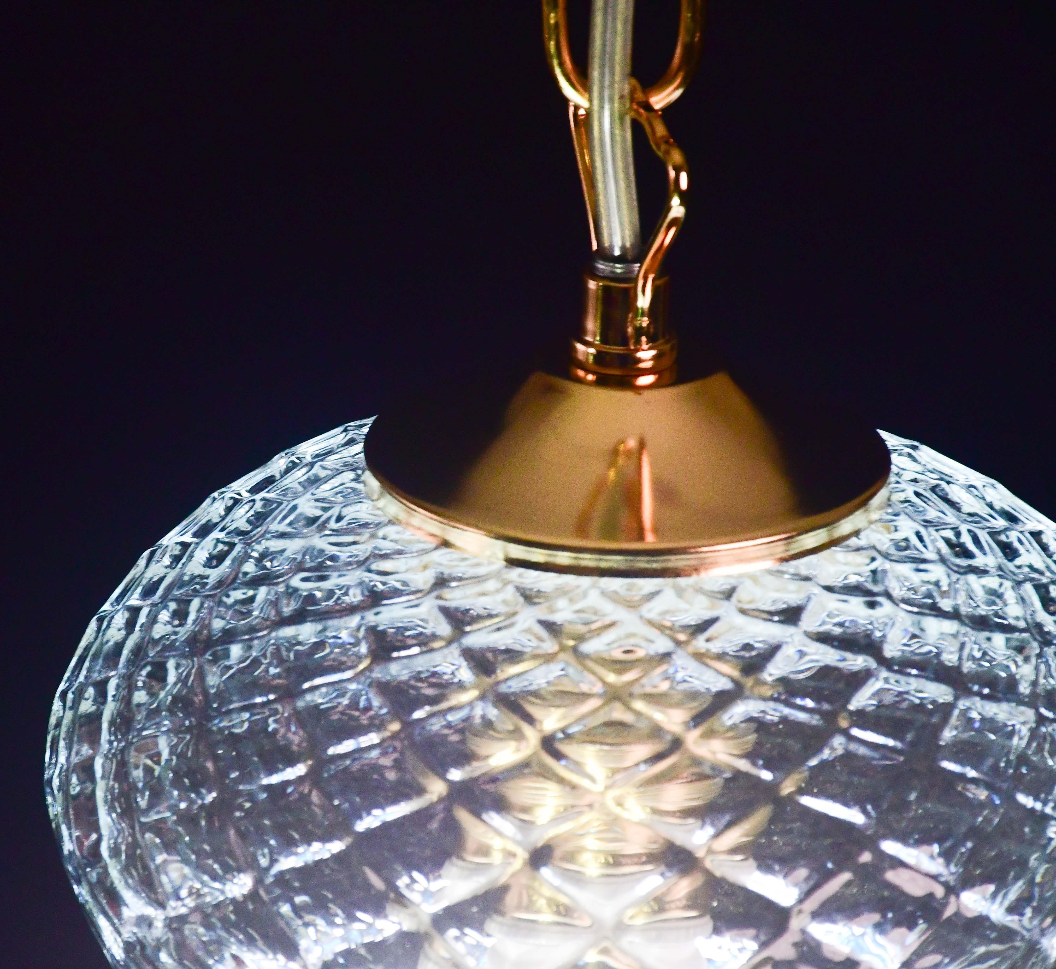 Late 20th Century Set of 3 Murano Blu Glass Pendant Light For Sale