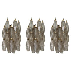 Set of 3 Murano Corridor Wall Sconces with sand colored glass prisms