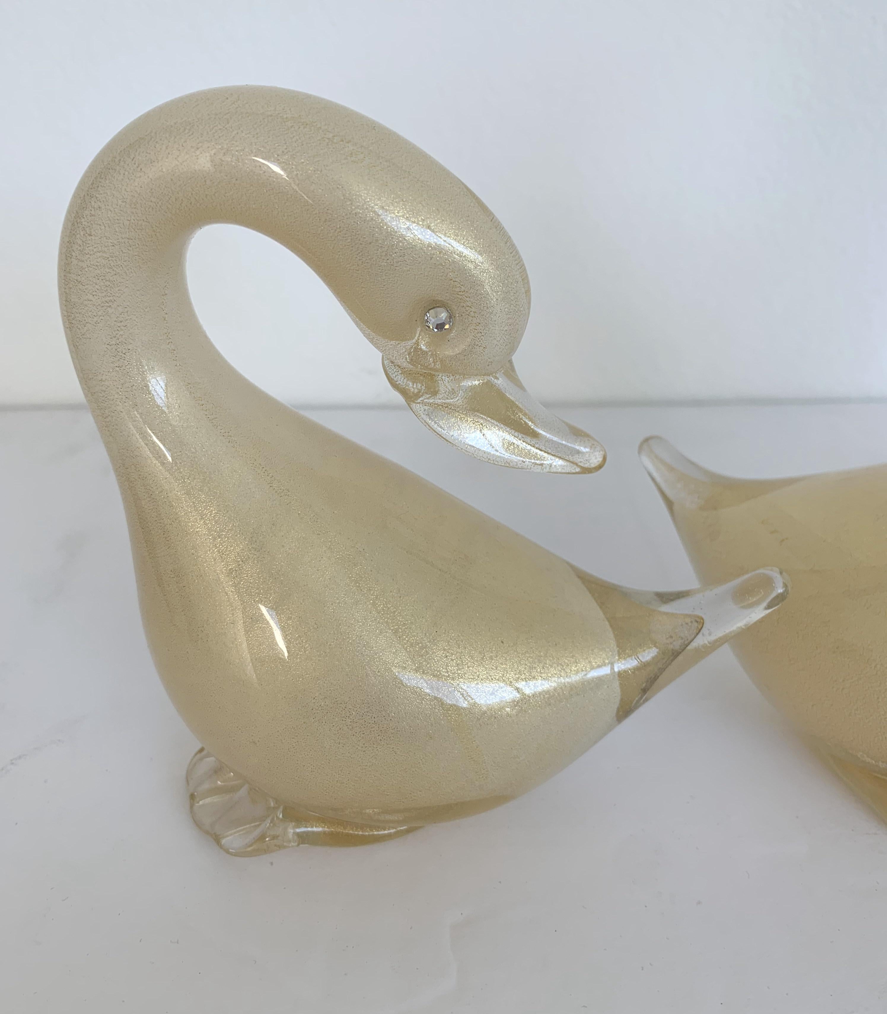 Italian Set of 3 Murano Ducks For Sale