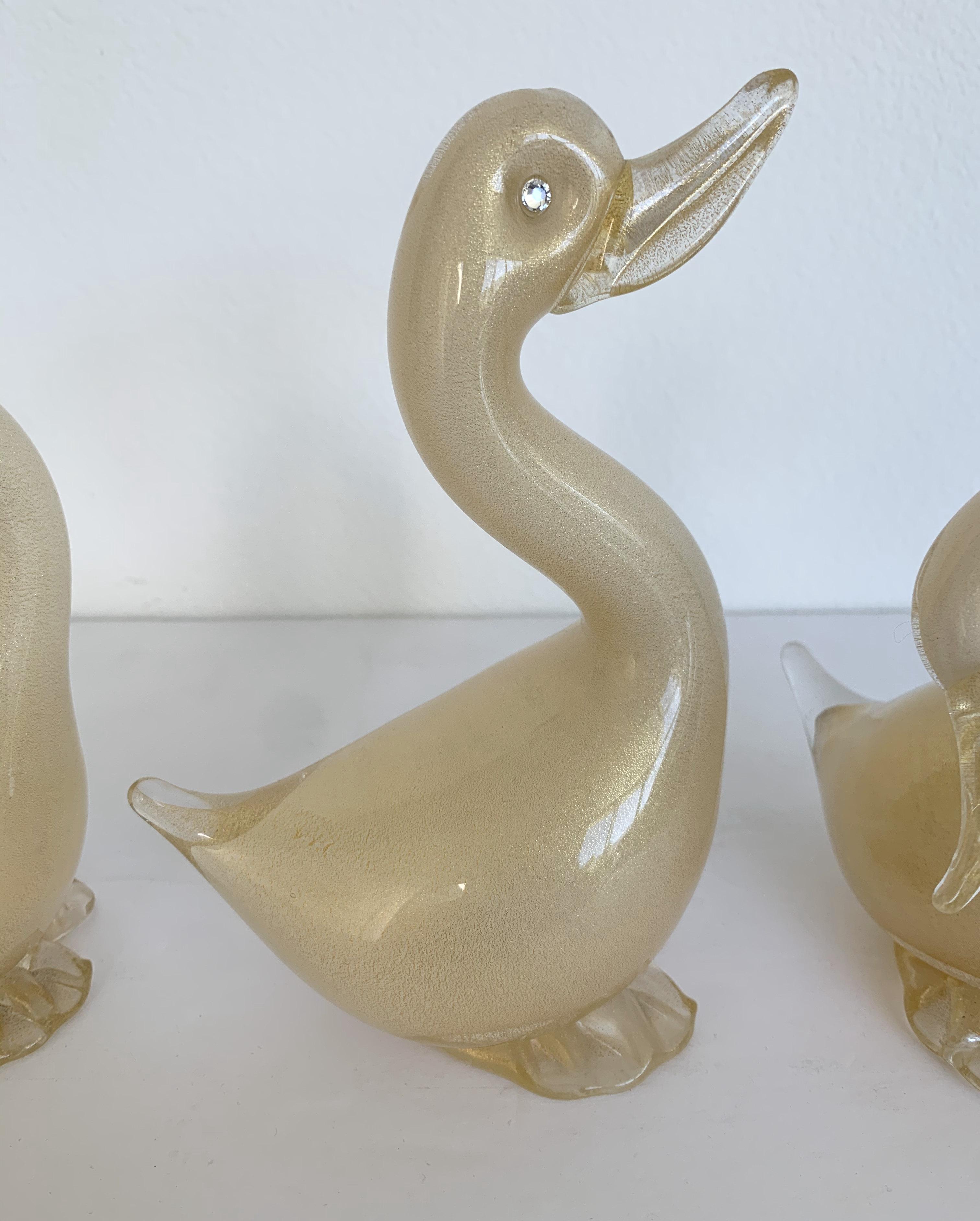 Set of 3 Murano Ducks In Good Condition For Sale In Los Angeles, CA