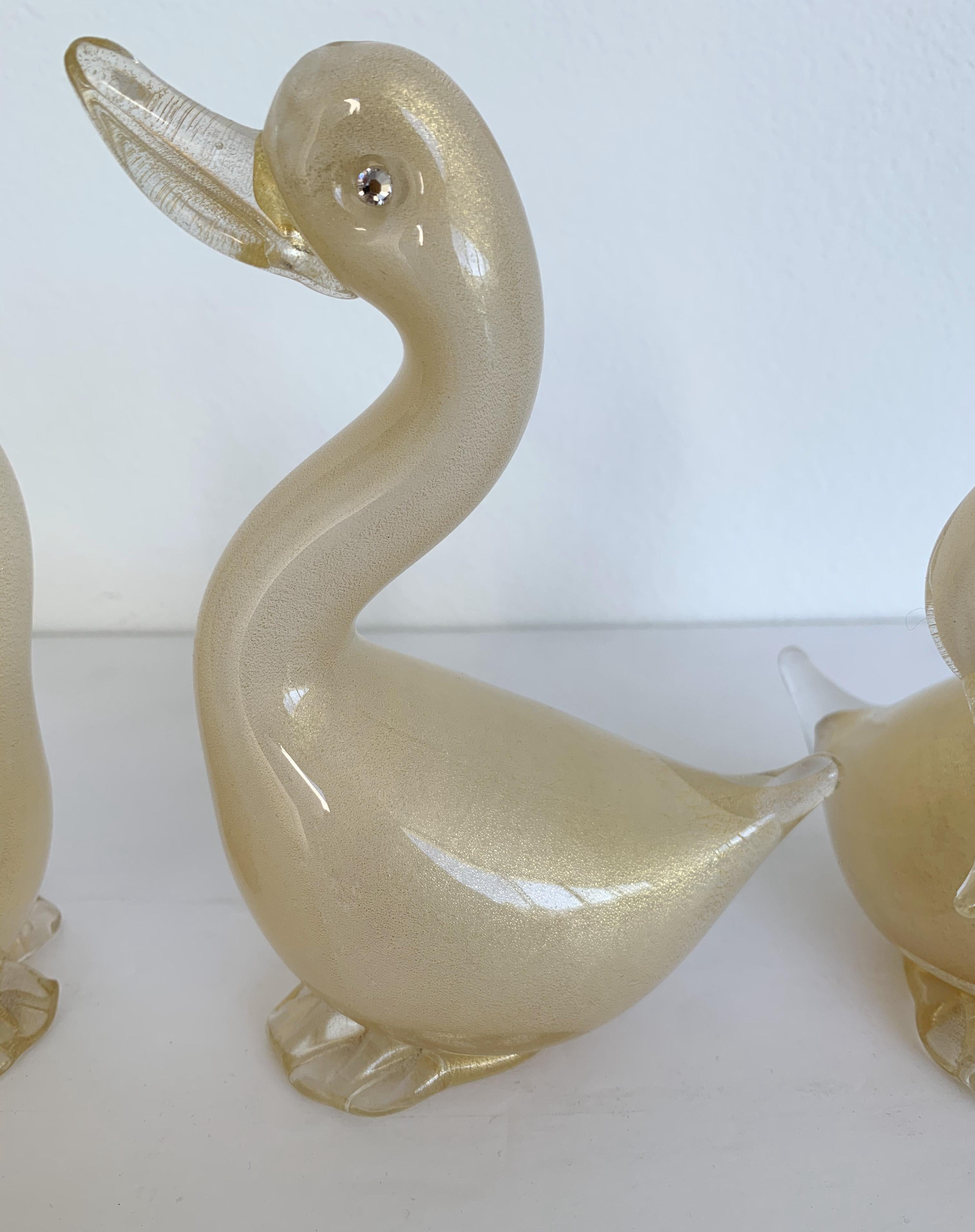 20th Century Set of 3 Murano Ducks For Sale