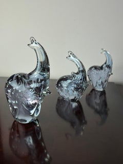 Set of 3 Murano Glass elephants, Italy, 1970s.