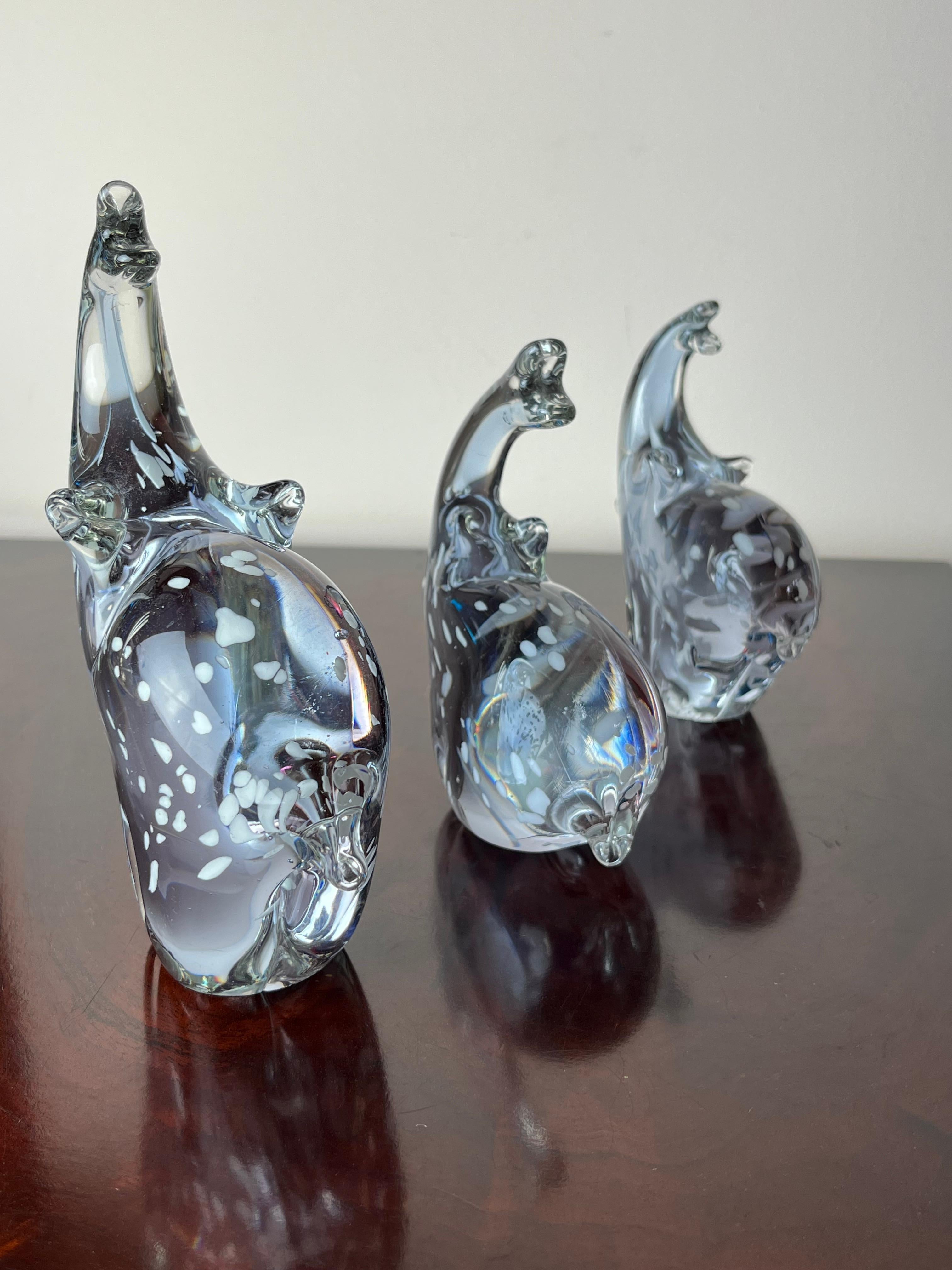 Italian Set of 3 Murano Glass elephants, Italy, 1970s. For Sale