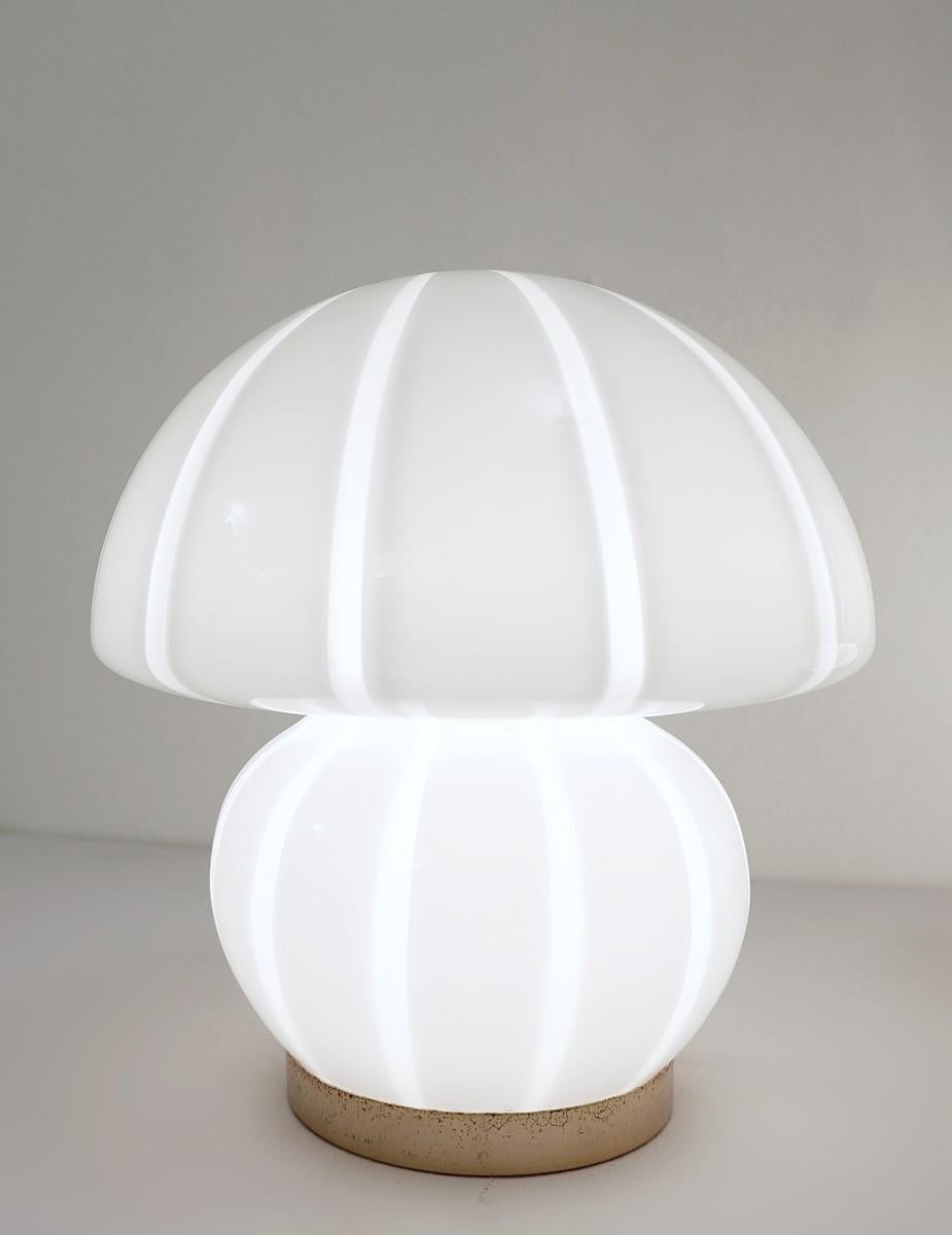 Late 20th Century Set of 3 Murano Glass Mushroom Table Lamps, Italy, 1970s