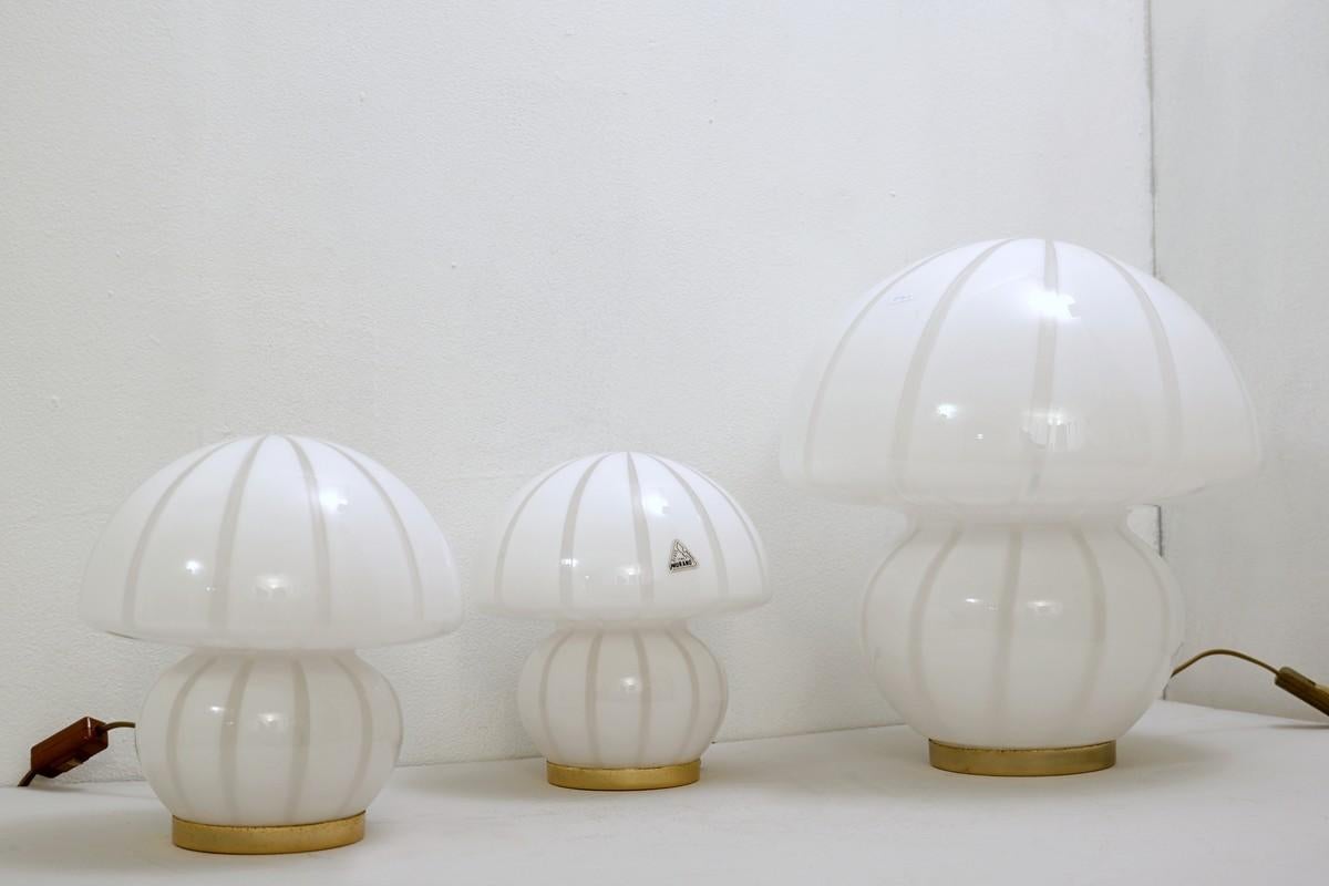 Set of 3 Murano Glass Mushroom Table Lamps, Italy, 1970s 3