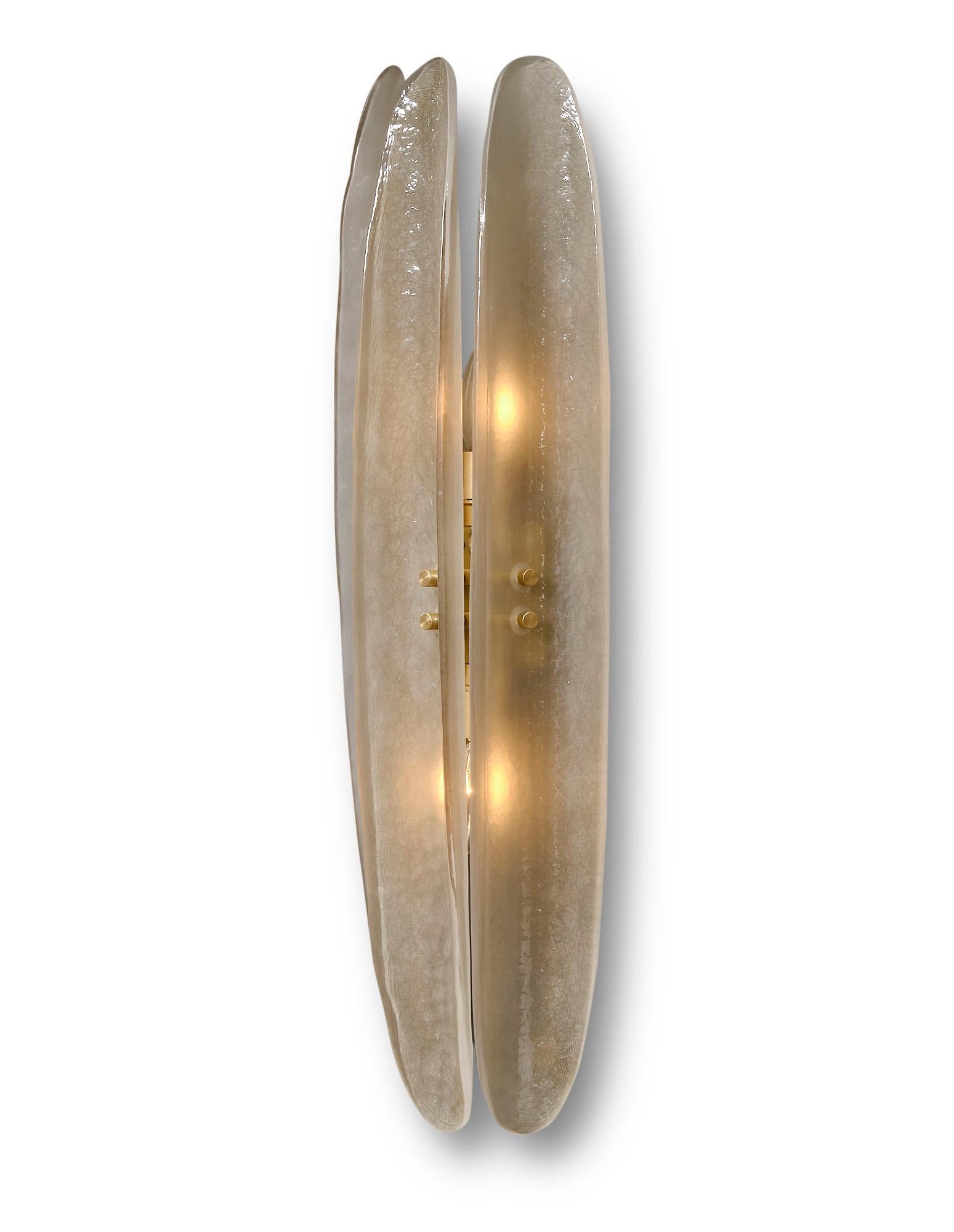 Moderne Ensemble de 3 appliques à panneaux en verre de Murano en vente