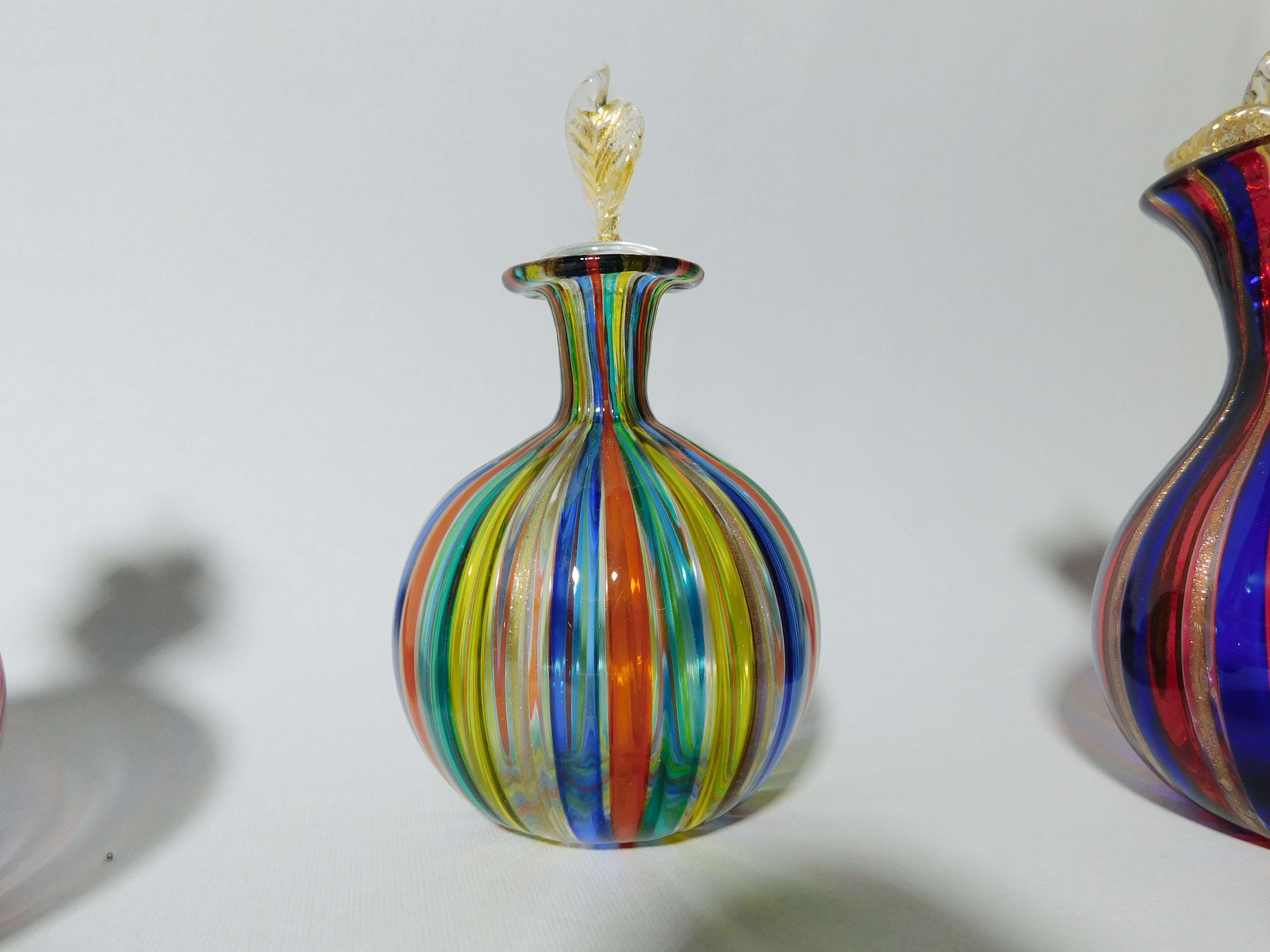 Set di 3 bottiglie di profumo in vetro di Murano in vendita 2