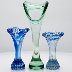 Set of 3 Murano Glass Vases, Italy, 1970