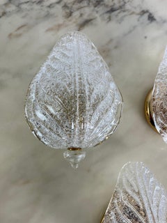 Set of 3 Murano Glass Wall Lamps By Venini 1980s