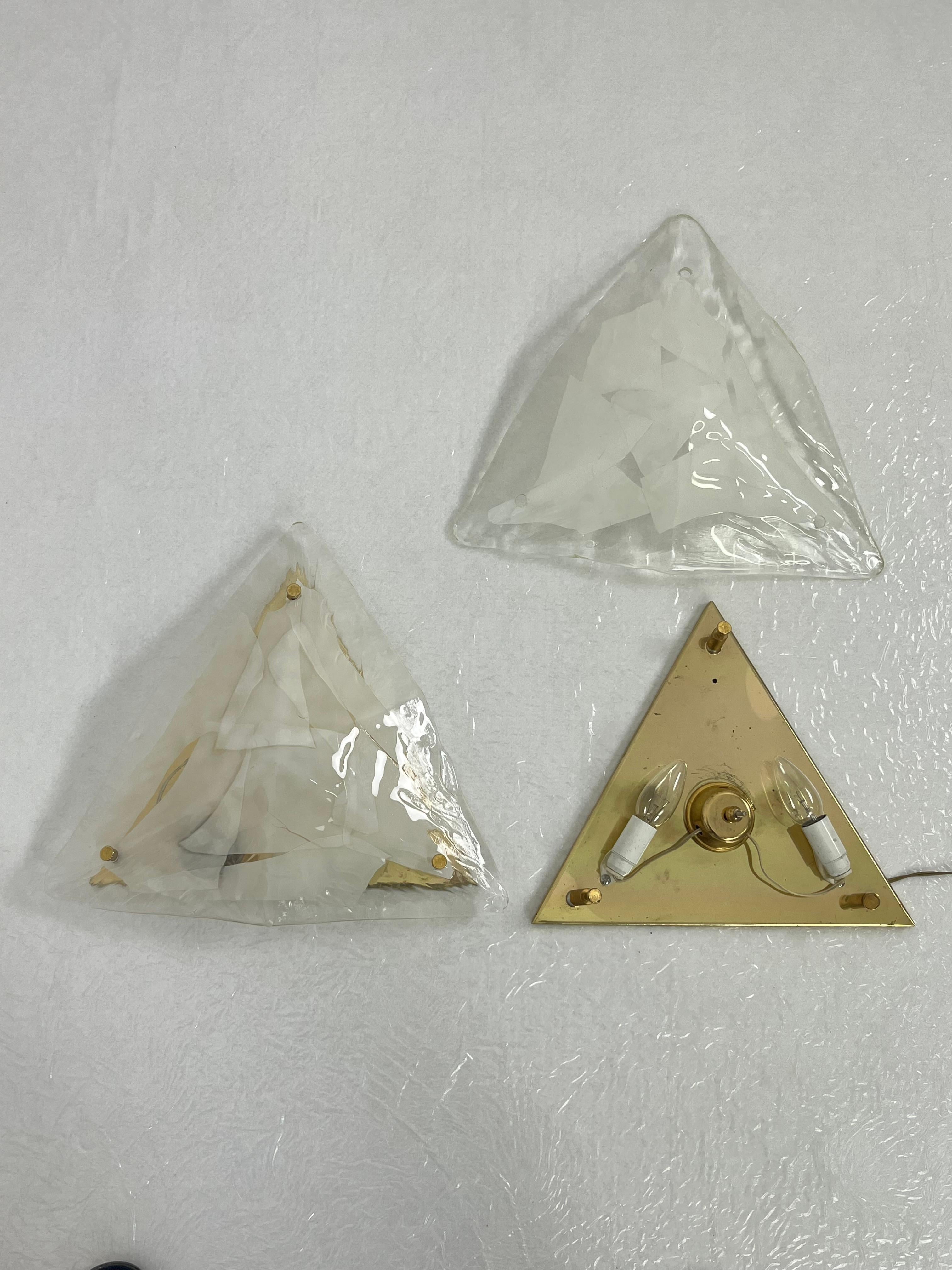 Set of 3 Murano Glass Wall Lamps 