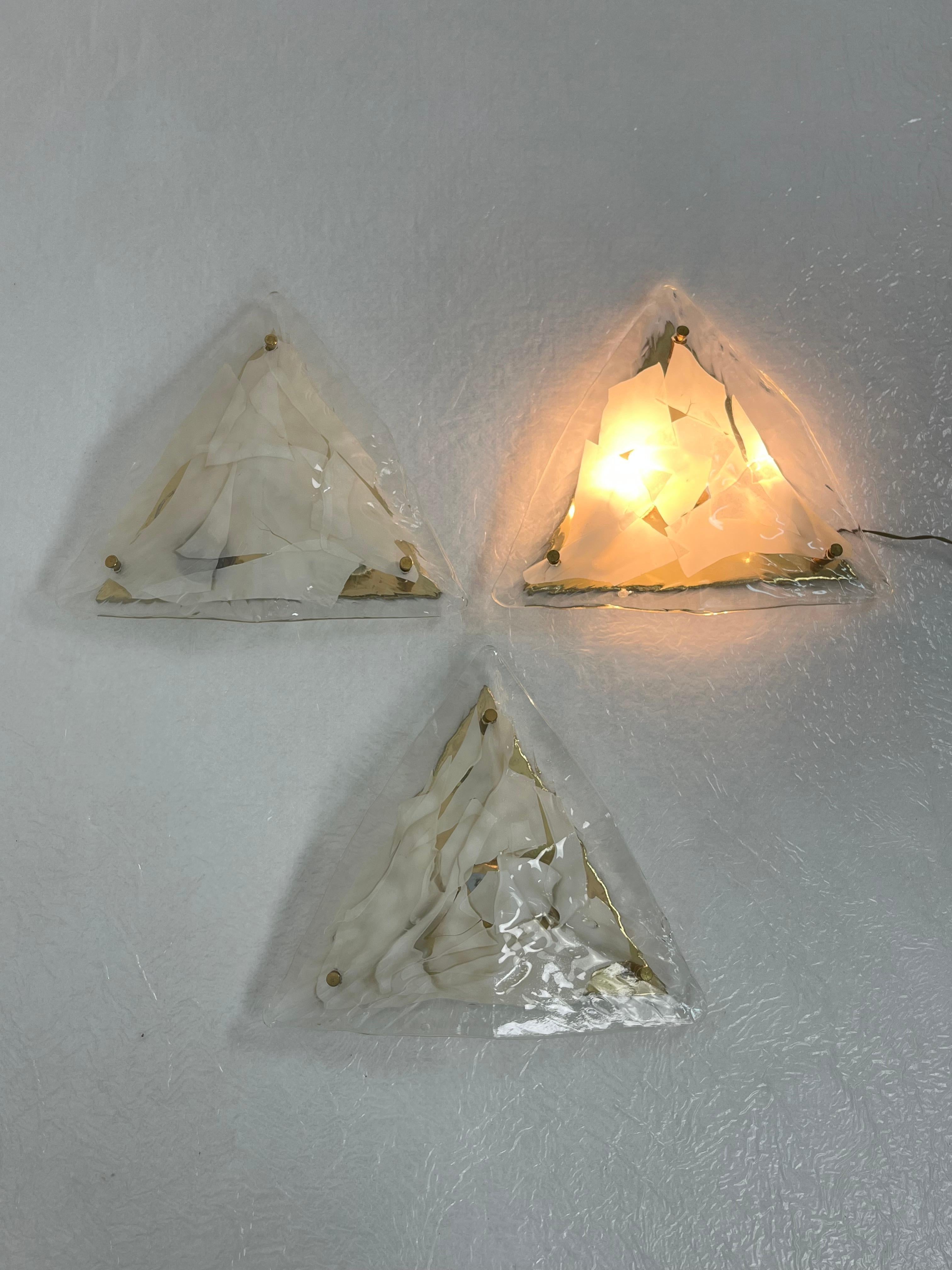 Set of 3 Murano glass wall lamps 