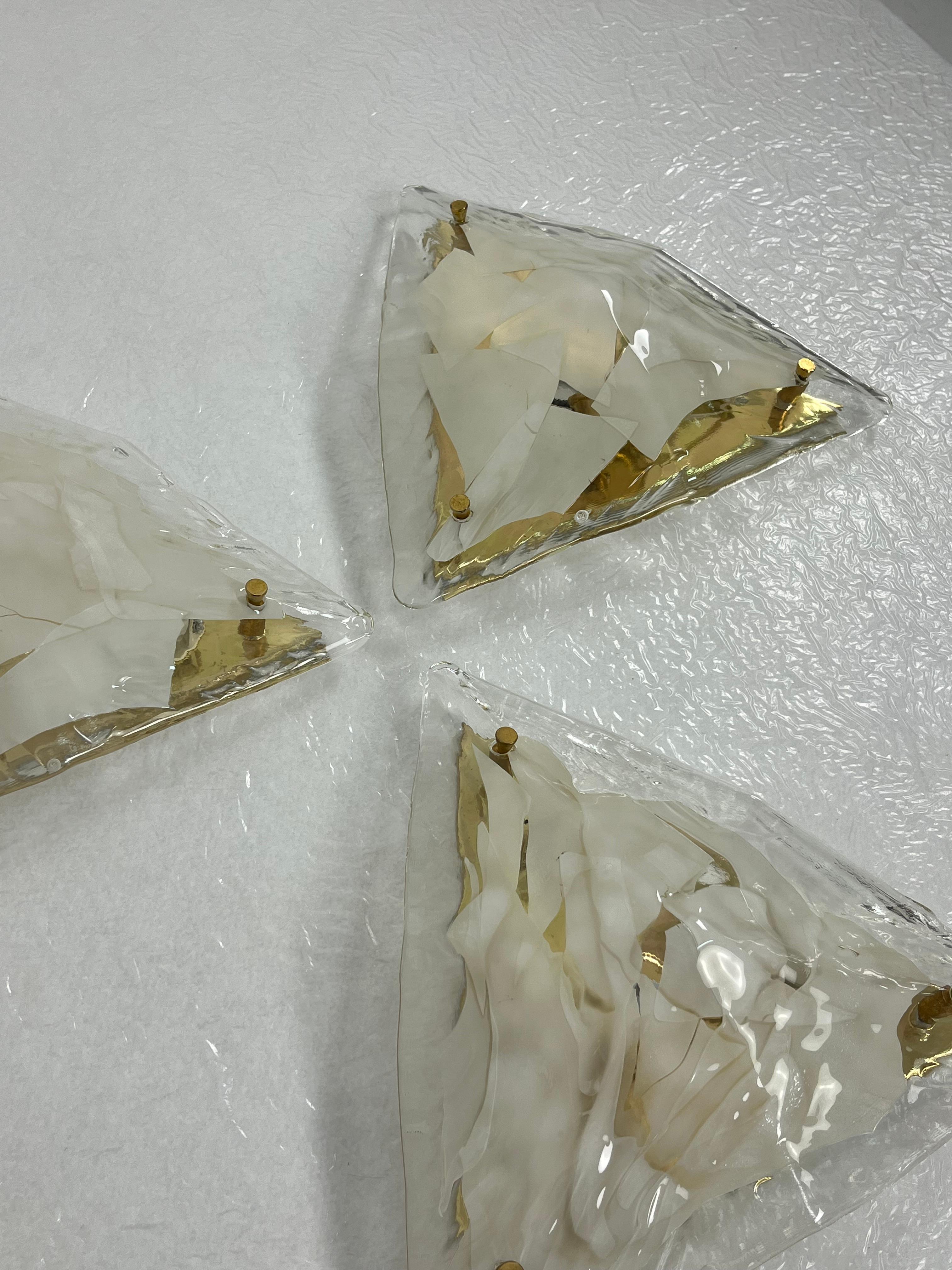 Set of 3 Murano Glass Wall Lamps 
