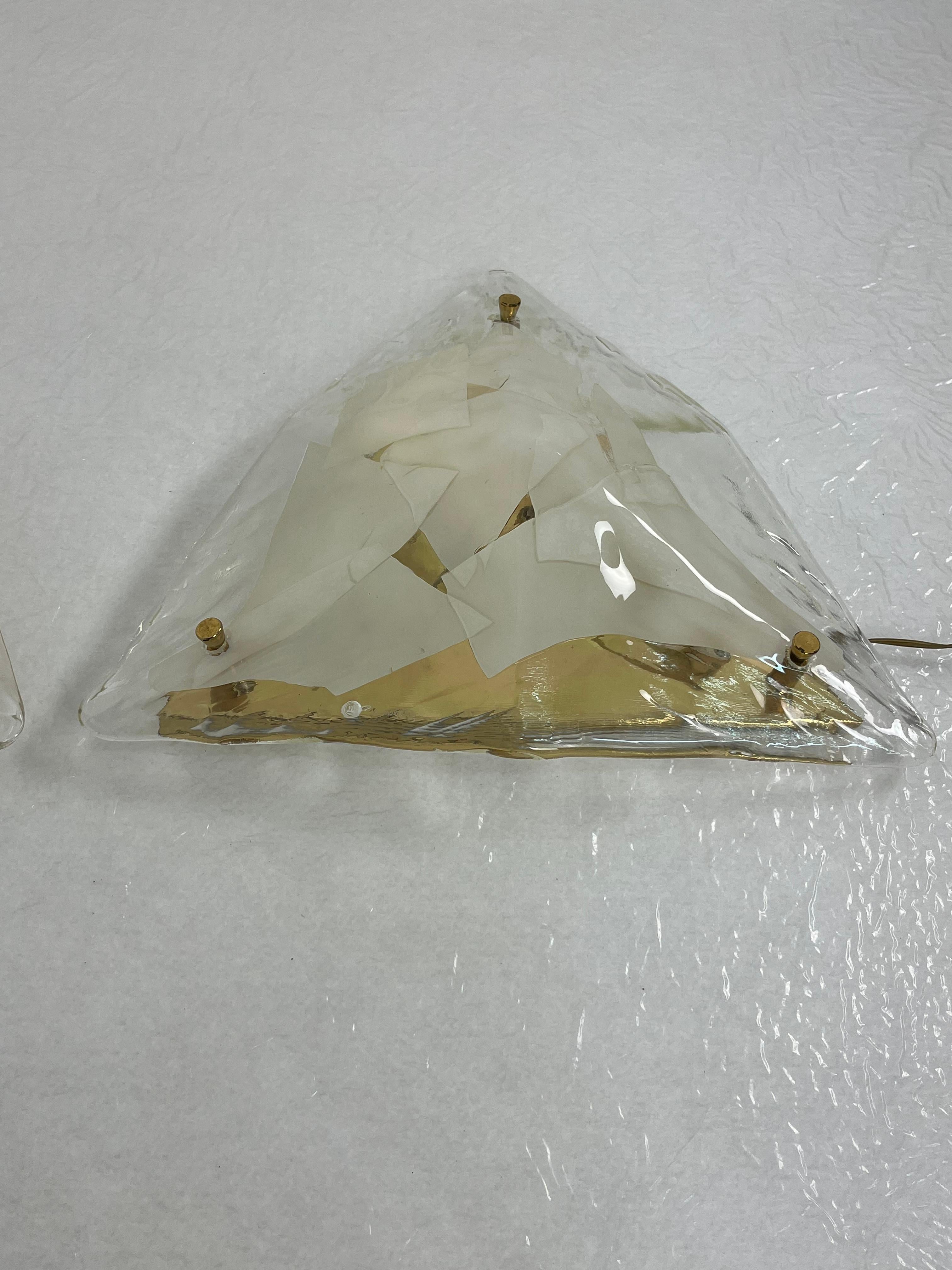 Set of 3 Murano Glass Wall Lamps 