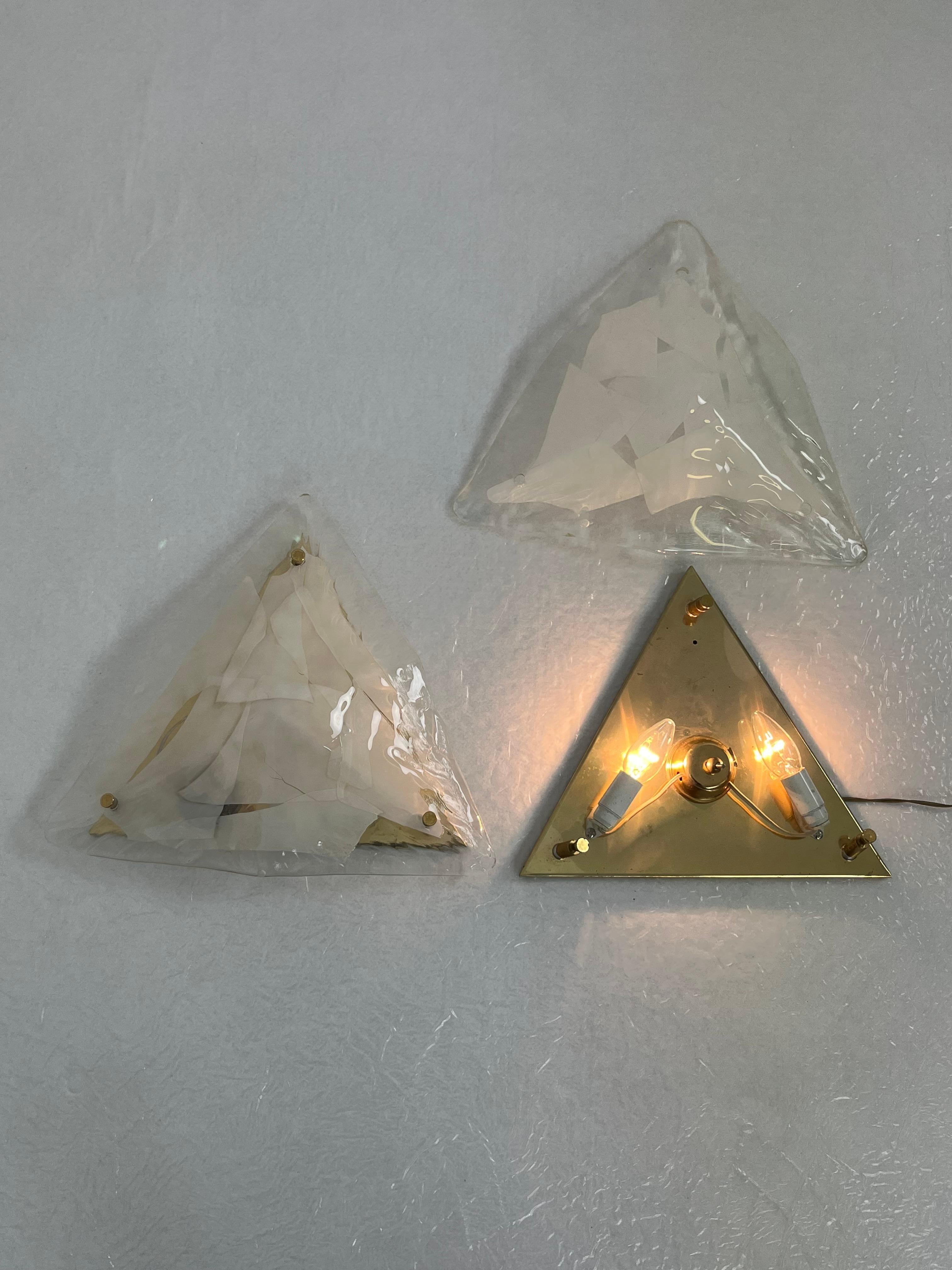 Set of 3 Murano Glass Wall Lamps 