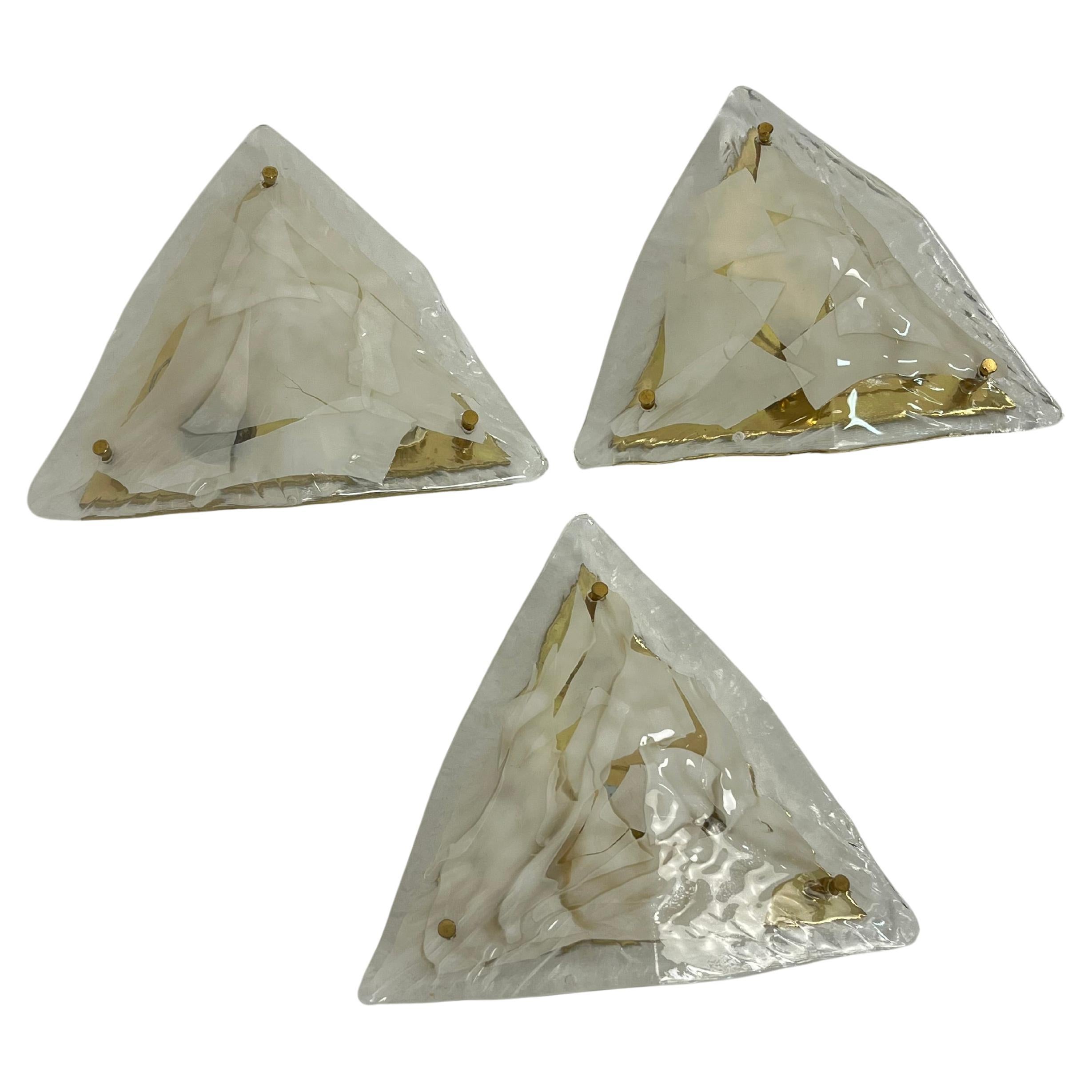 Set di 3 lampade da parete in vetro di Murano "La Murrina" anni '70