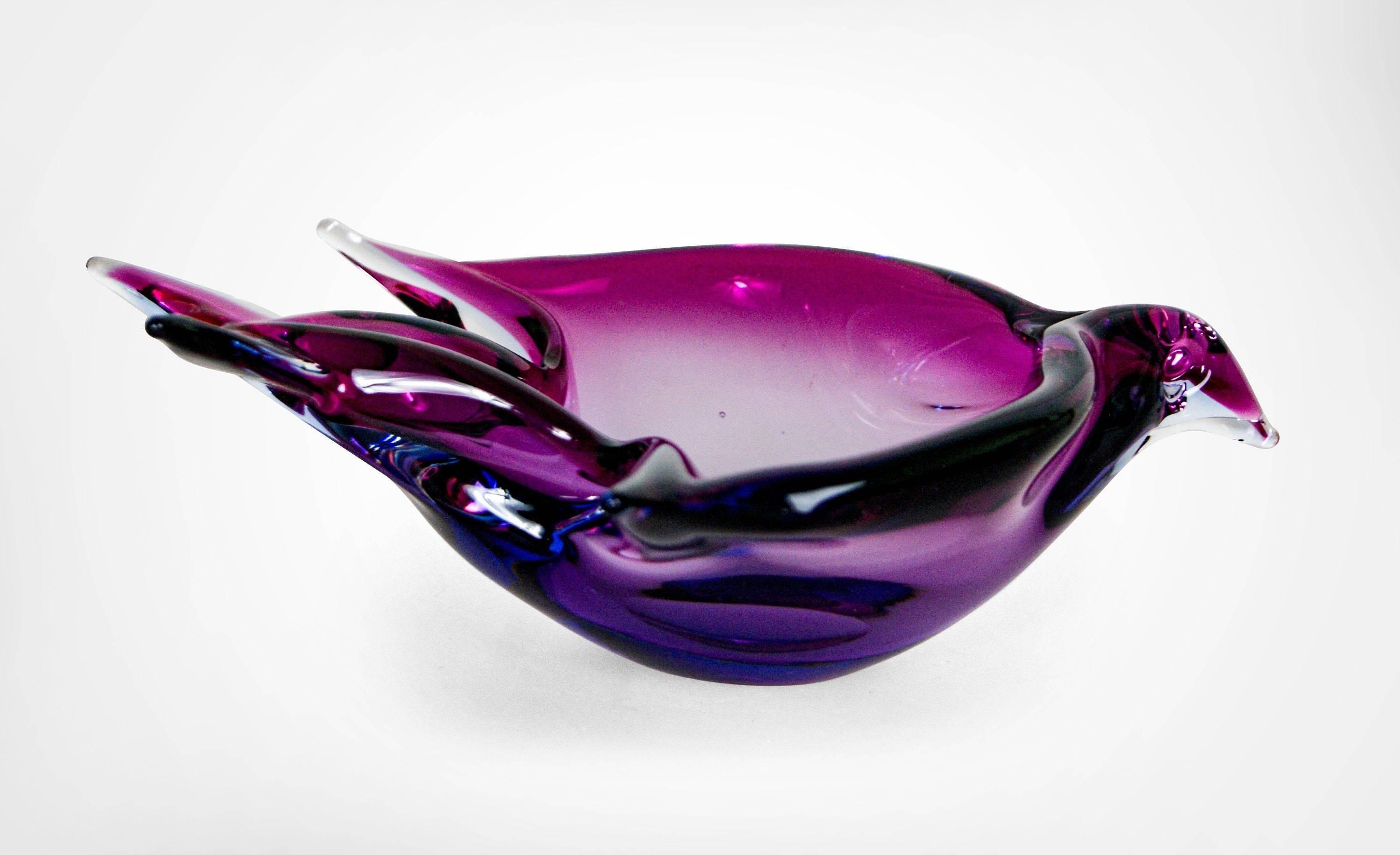Blown Glass Set Of 3 Murano Sommerso Sculptural Glass Bird Bowls Flavio Poli Attr. 1960s For Sale