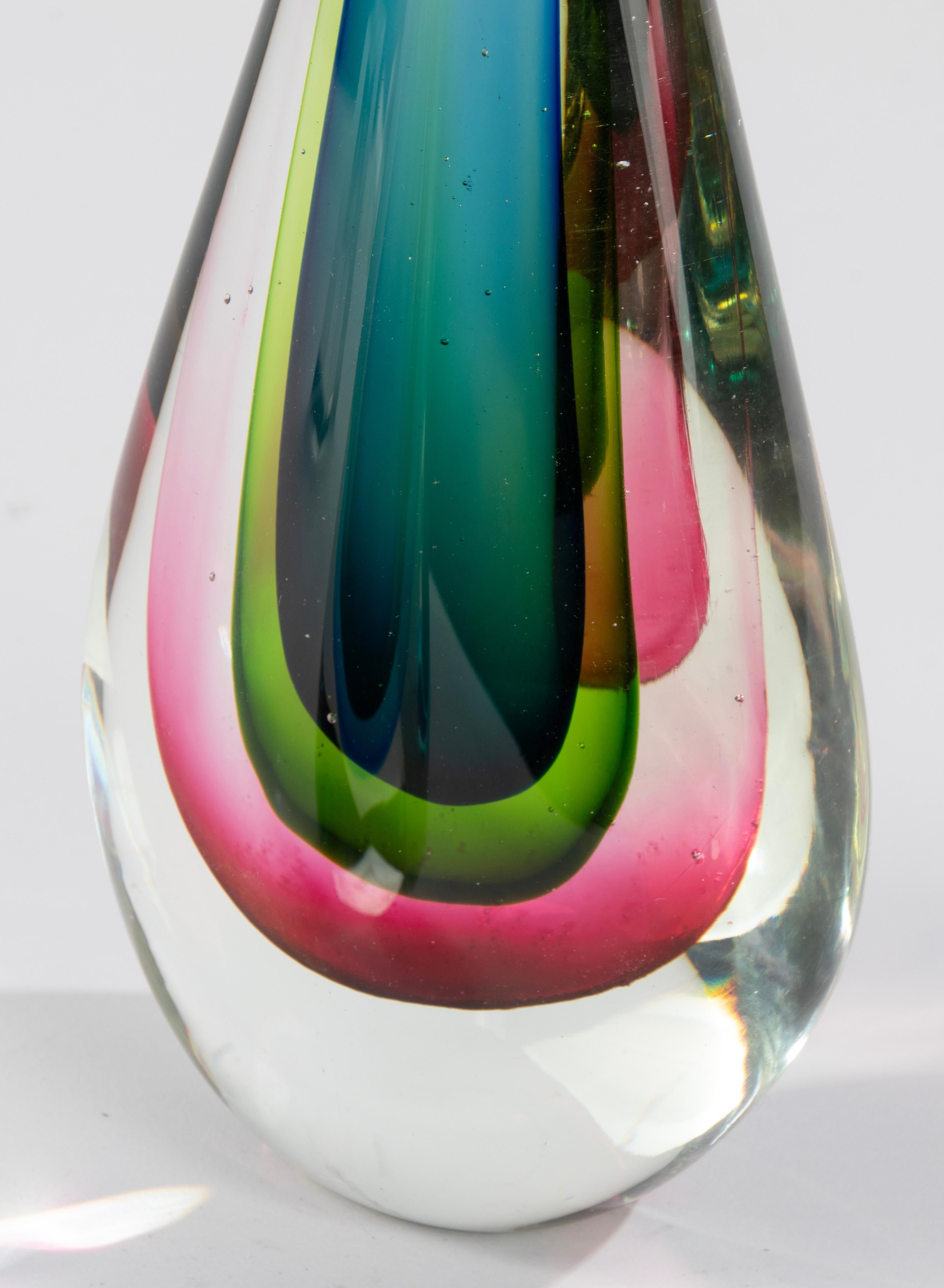Set of 3 Murano Sommerso Teardrop Art Glass Sculptures - Flavio Poli  For Sale 4