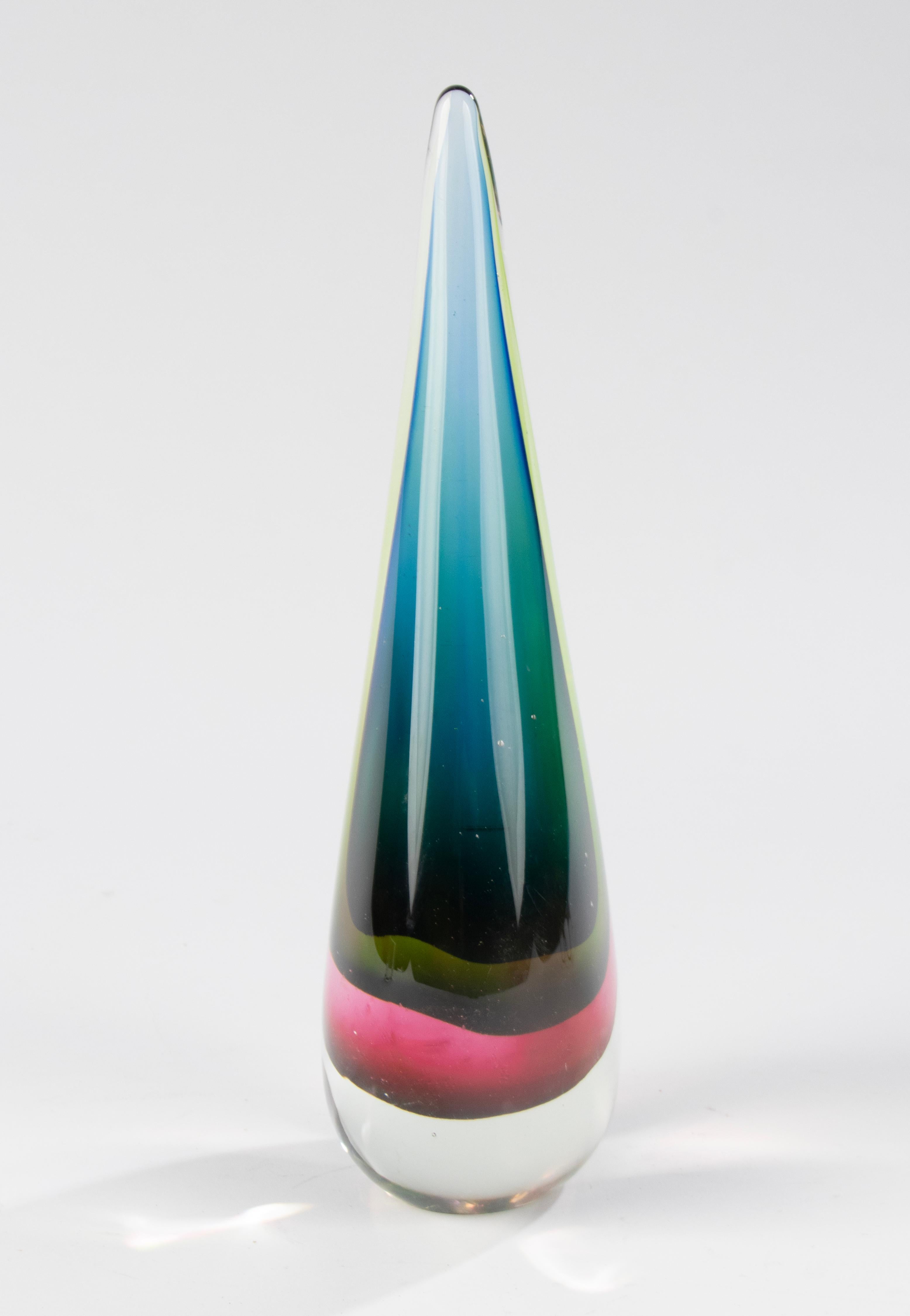 Set of 3 Murano Sommerso Teardrop Art Glass Sculptures - Flavio Poli  8