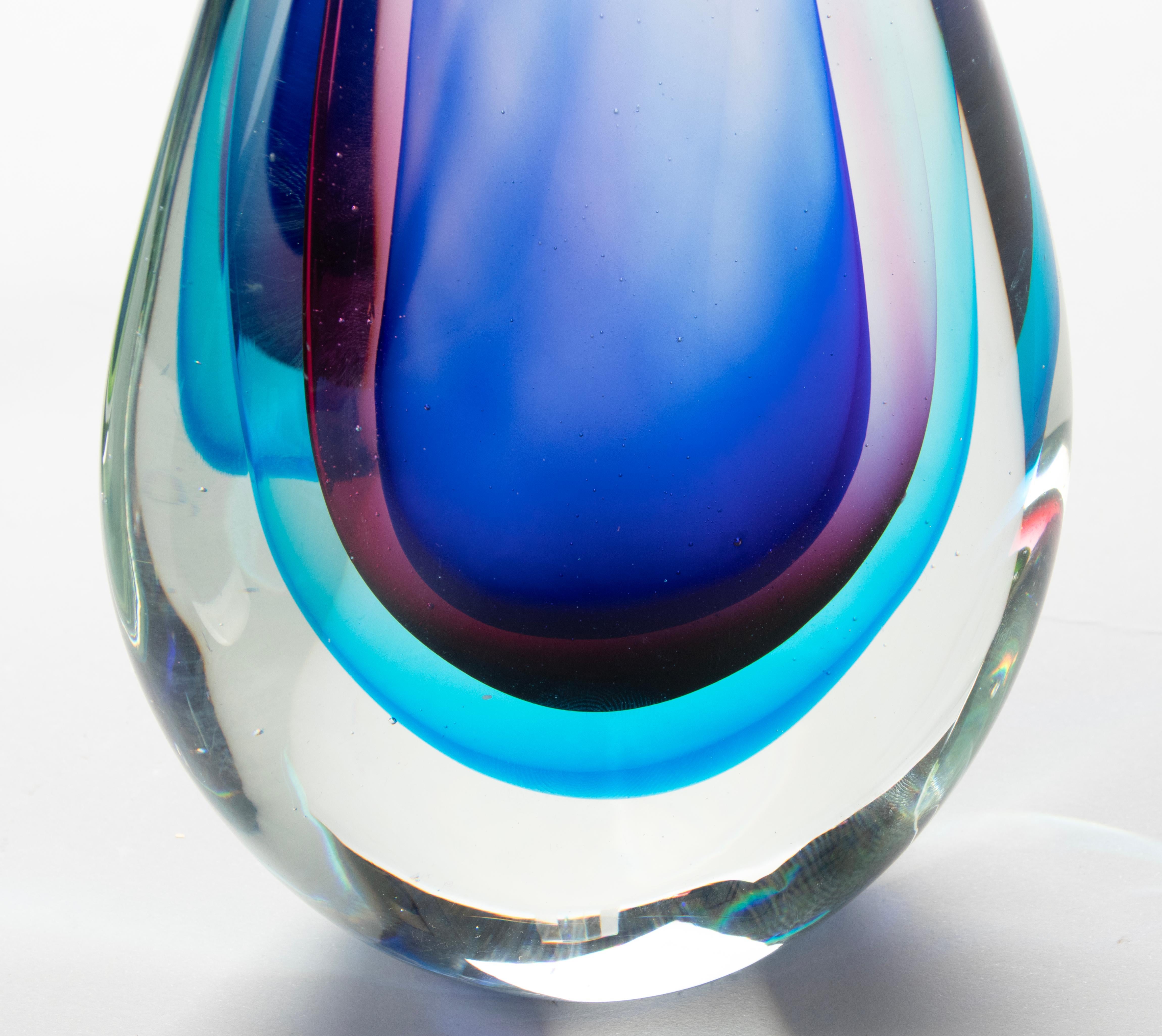 Set of 3 Murano Sommerso Teardrop Art Glass Sculptures - Flavio Poli  9