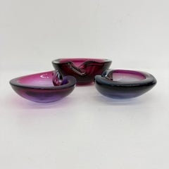 Set di 3 ciotole in vetro rosa di Murano, anni '70