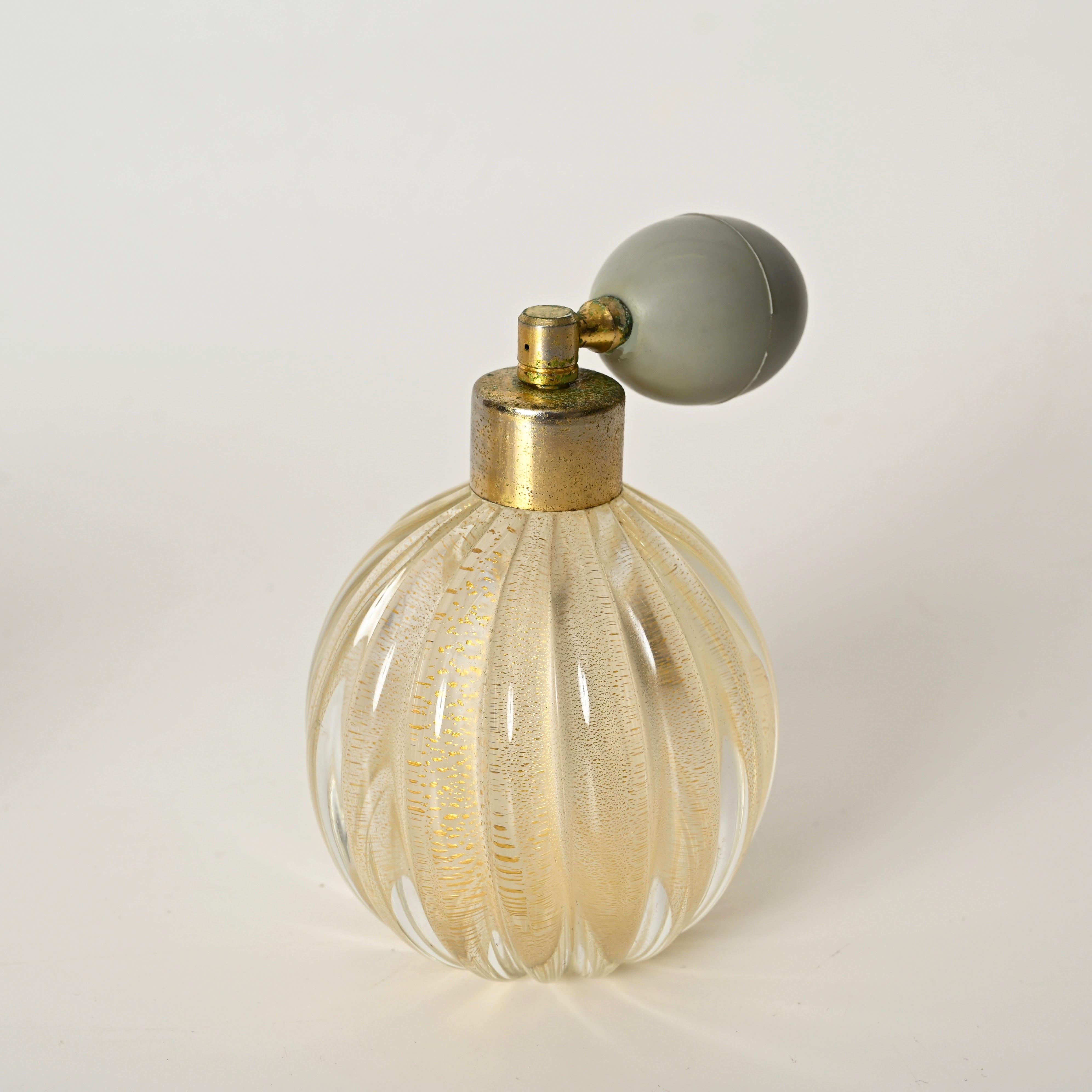 Art Glass Set of 3 Murano Vanity Decorative Blown Glass with Gold by Barovier, Italy 1950s For Sale