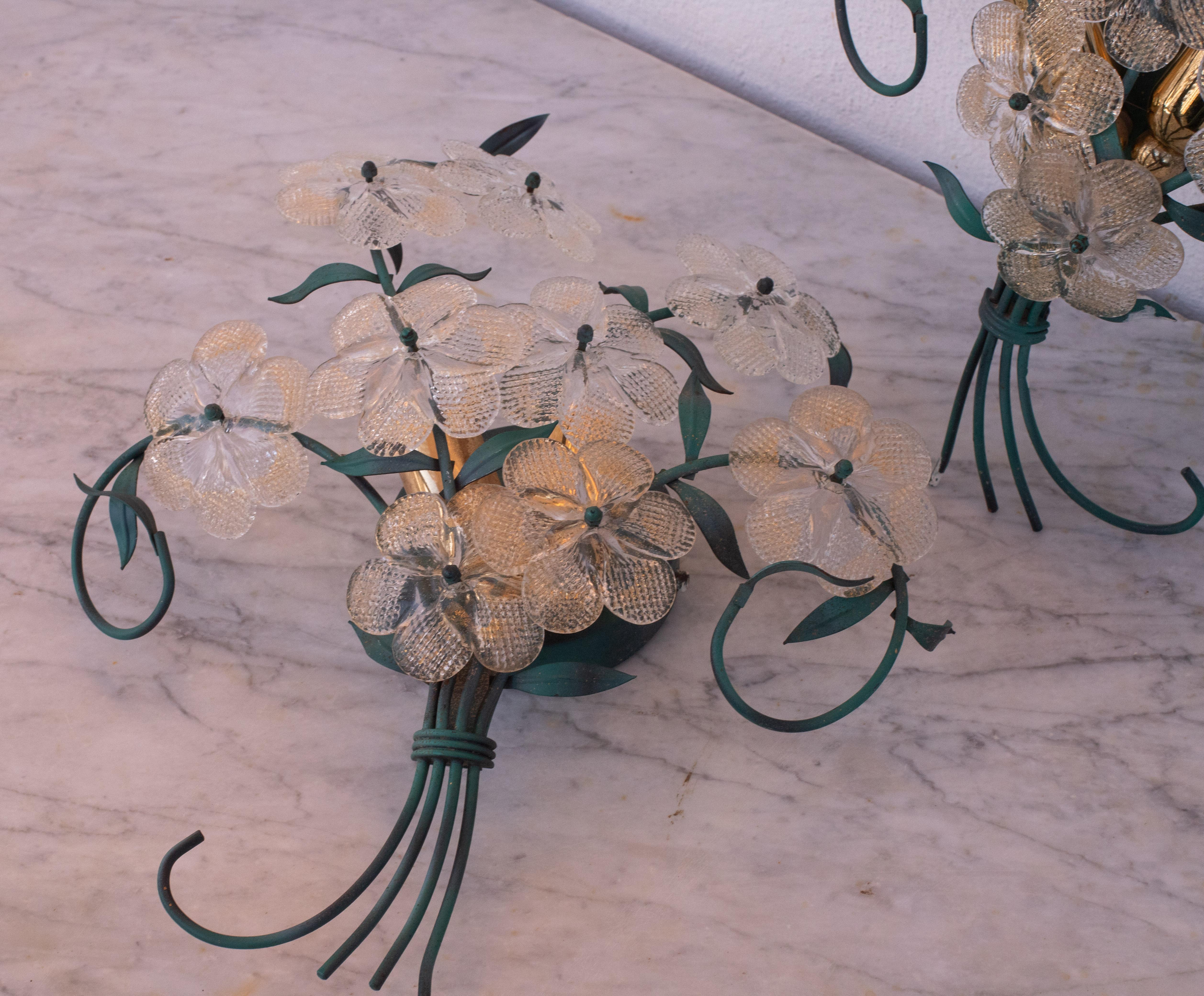 Set of 3 Murano Wall Light Flower by Seguso for Venini, Italy, 1960s For Sale 6