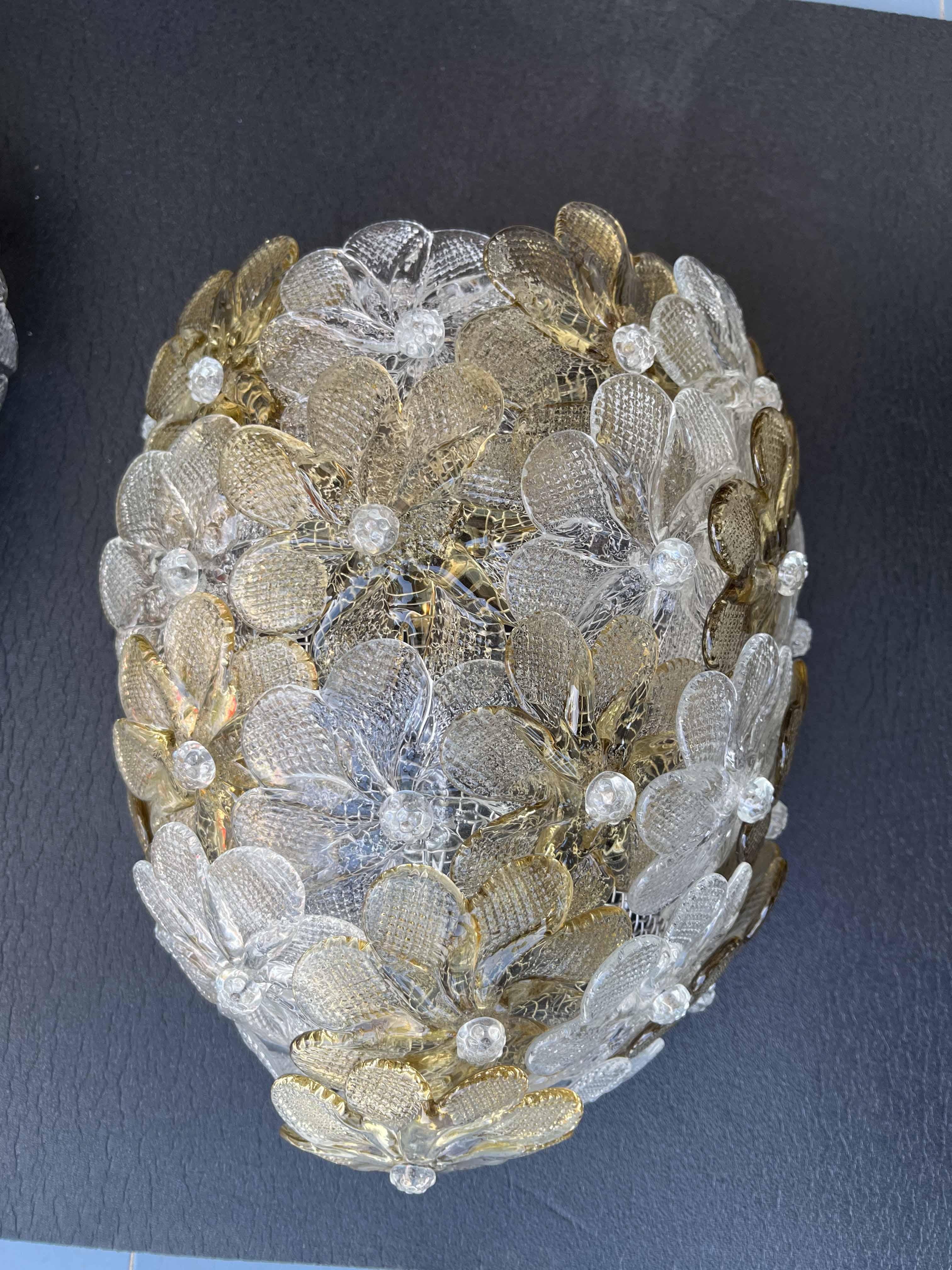 Juego de 3 apliques Flor de Murano by Seguso for Venini, Italia, Años 60 en venta 5