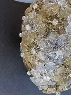 Set of 3 Murano Wall Light Flower by Seguso for Venini, Italy, 1960s