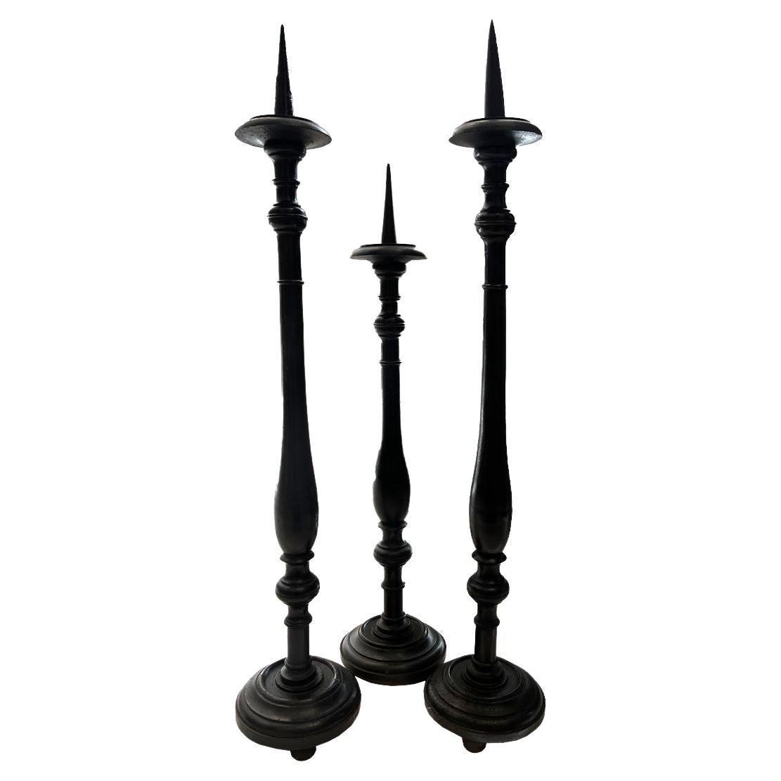 Napoleon III Candlesticks, Set of Three, 19th Century
