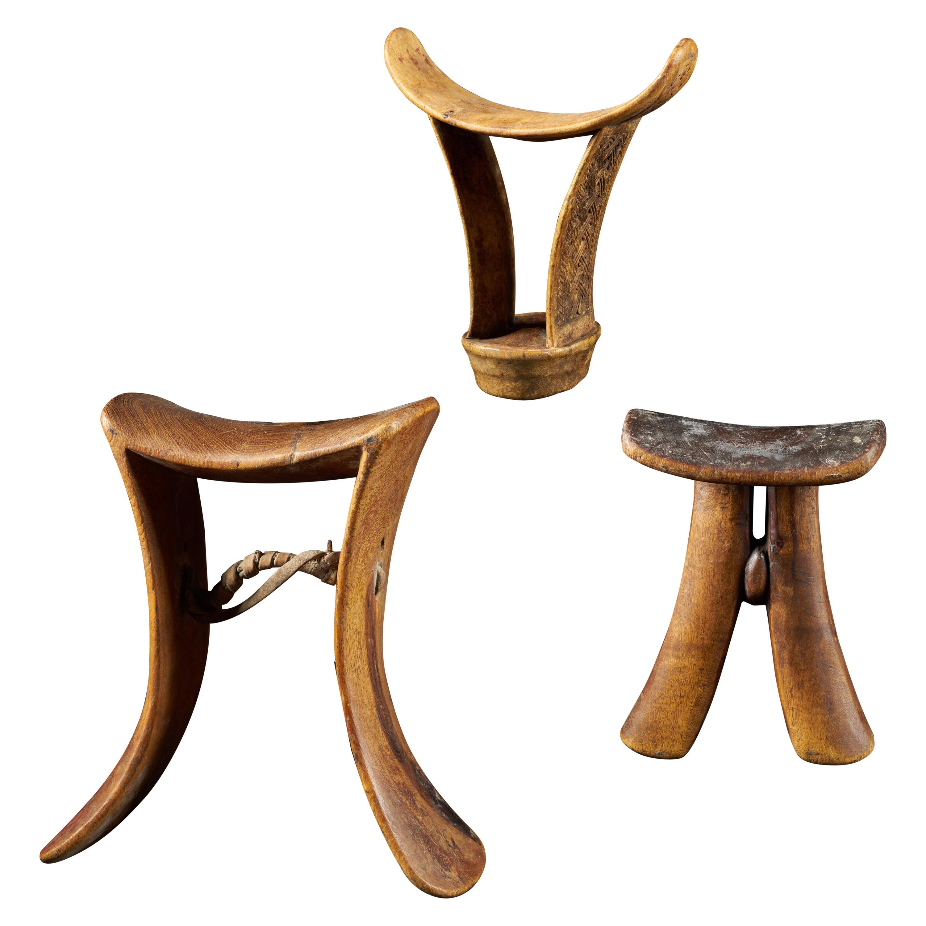 Set of 3 Neckrests from East Africa