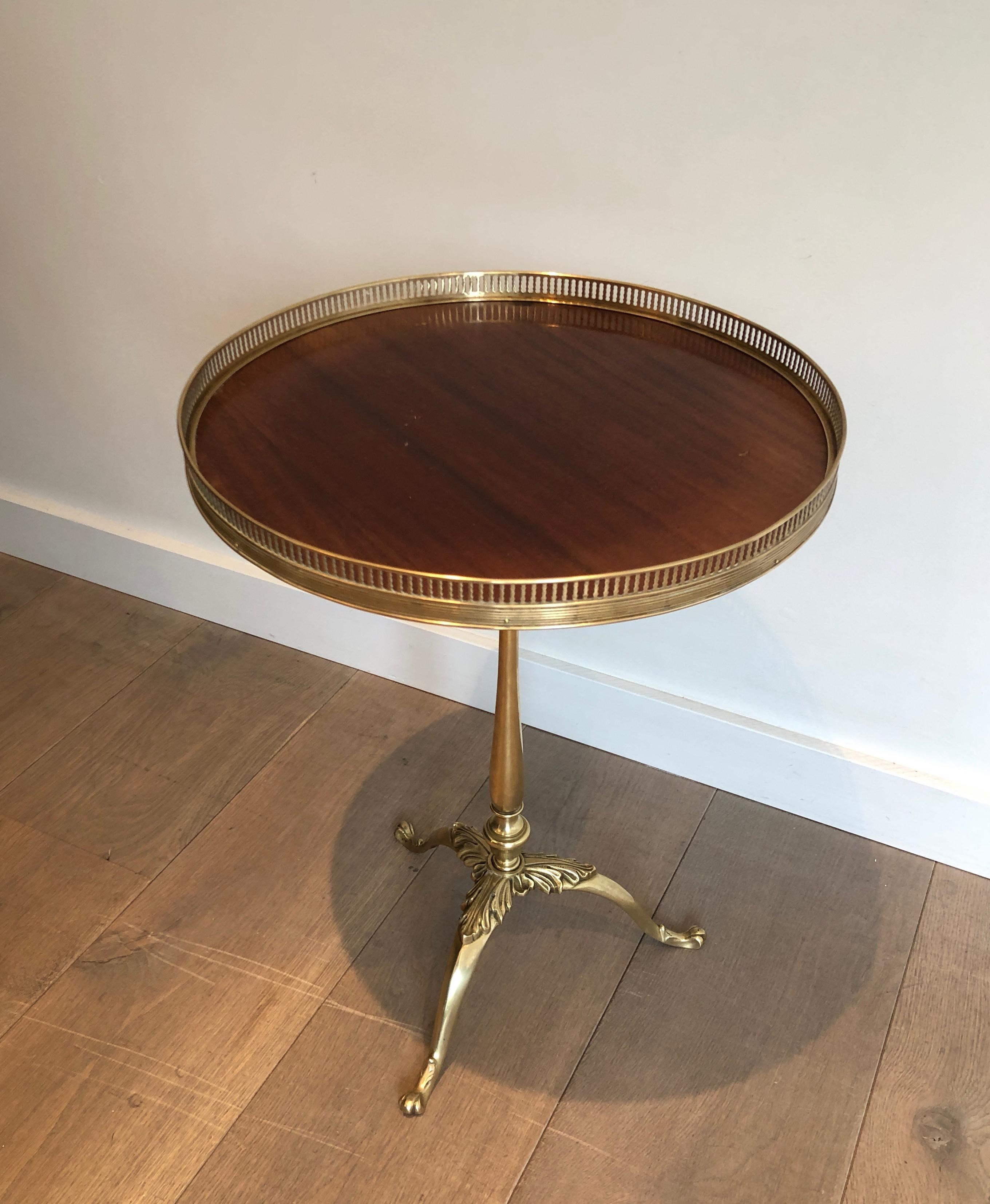Set of 3 Neoclassical Style Brass and Mahogany Side Tables 1