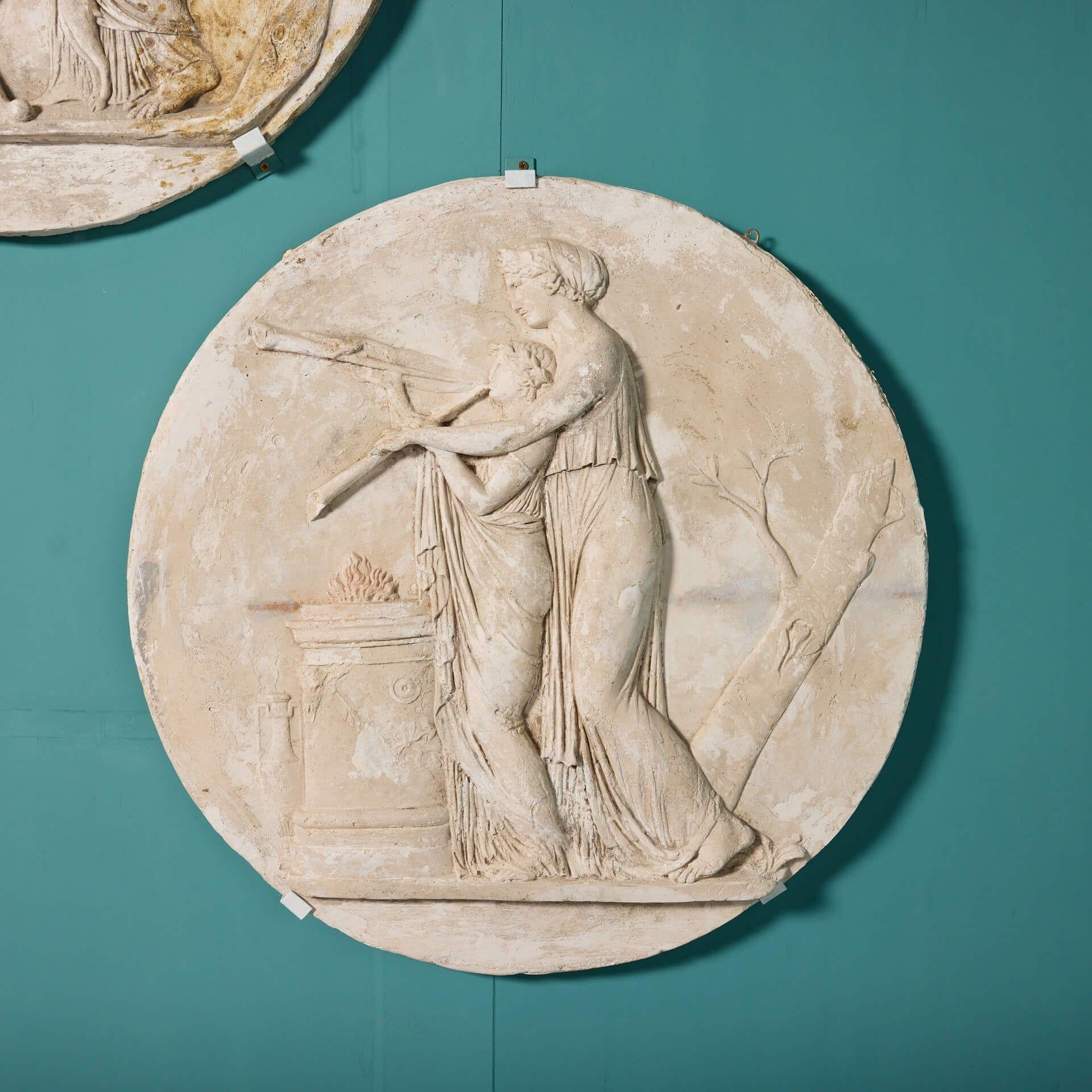 English Set of 3 Neoclassical Style Plaster Wall Roundels