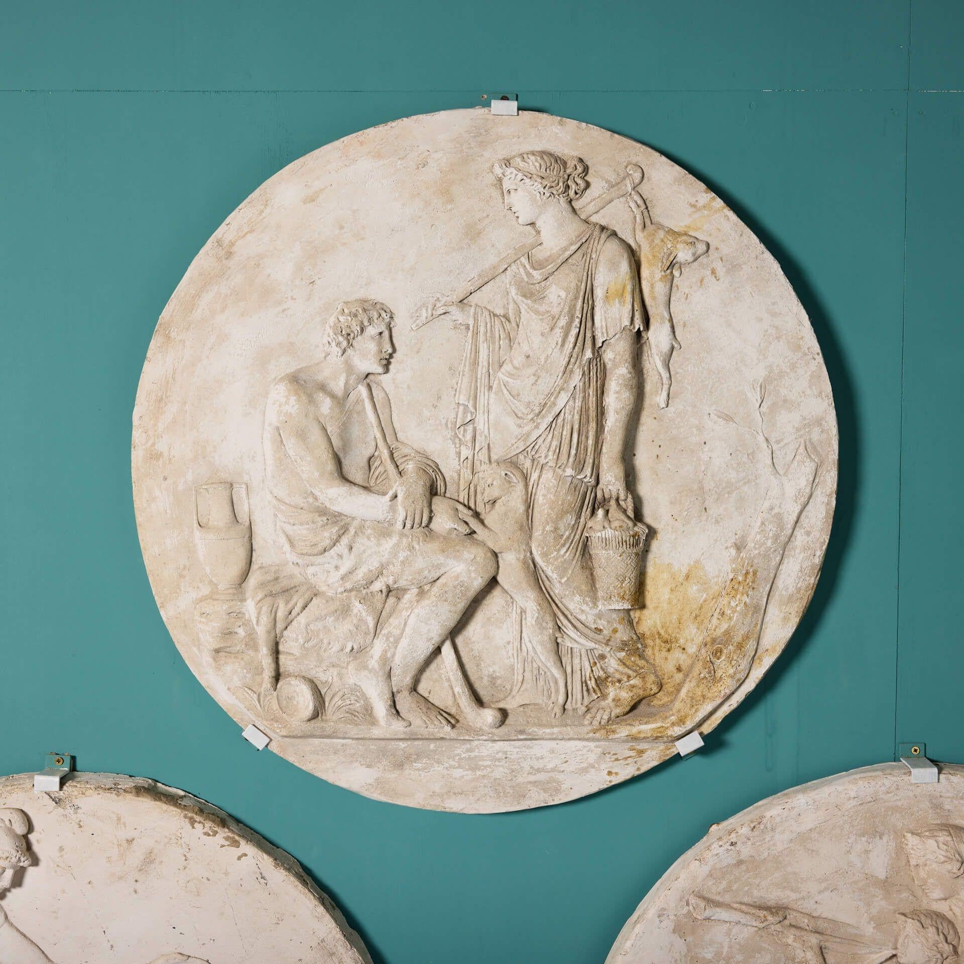 20th Century Set of 3 Neoclassical Style Plaster Wall Roundels