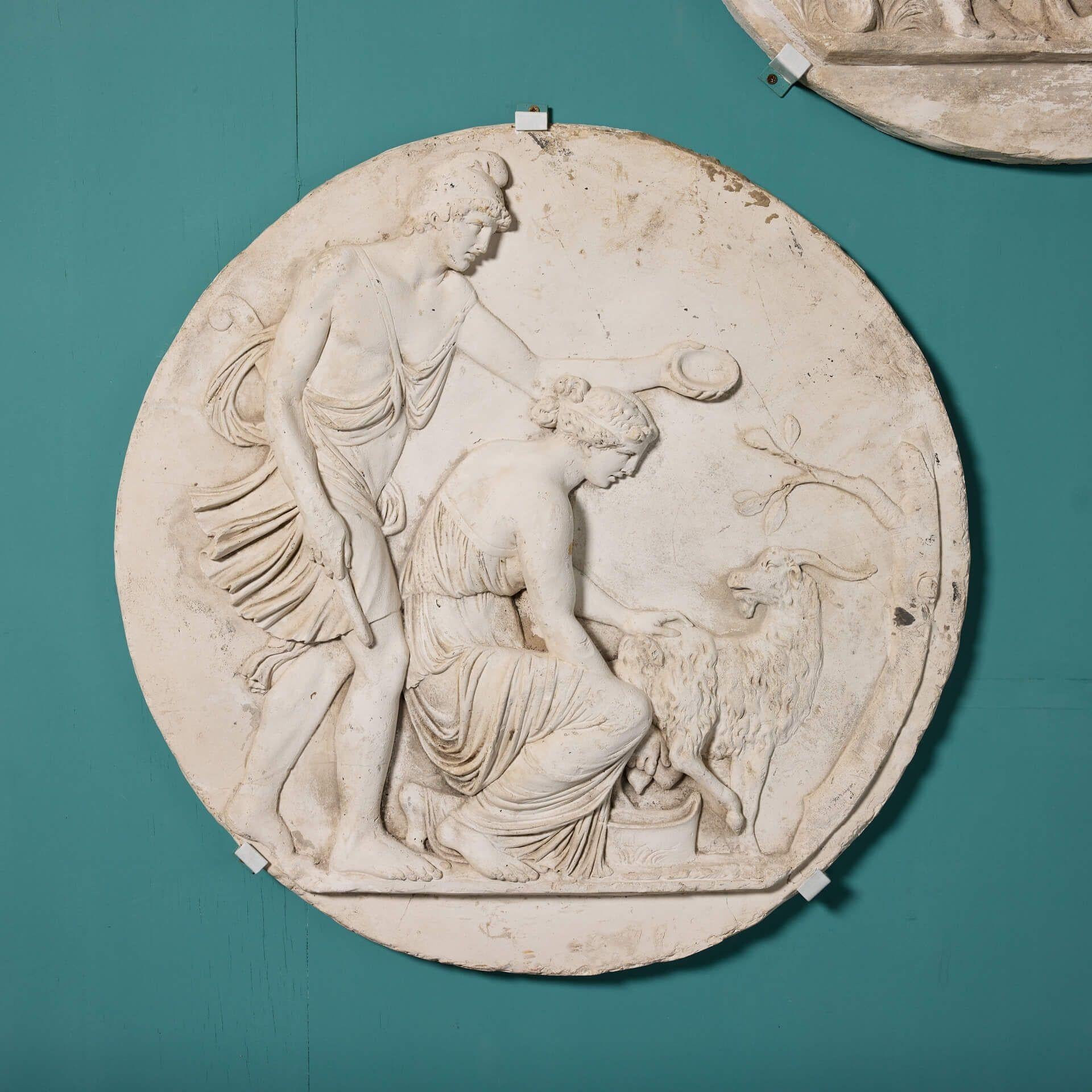 Set of 3 Neoclassical Style Plaster Wall Roundels 2