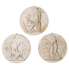 Set of 3 Neoclassical Style Plaster Wall Roundels