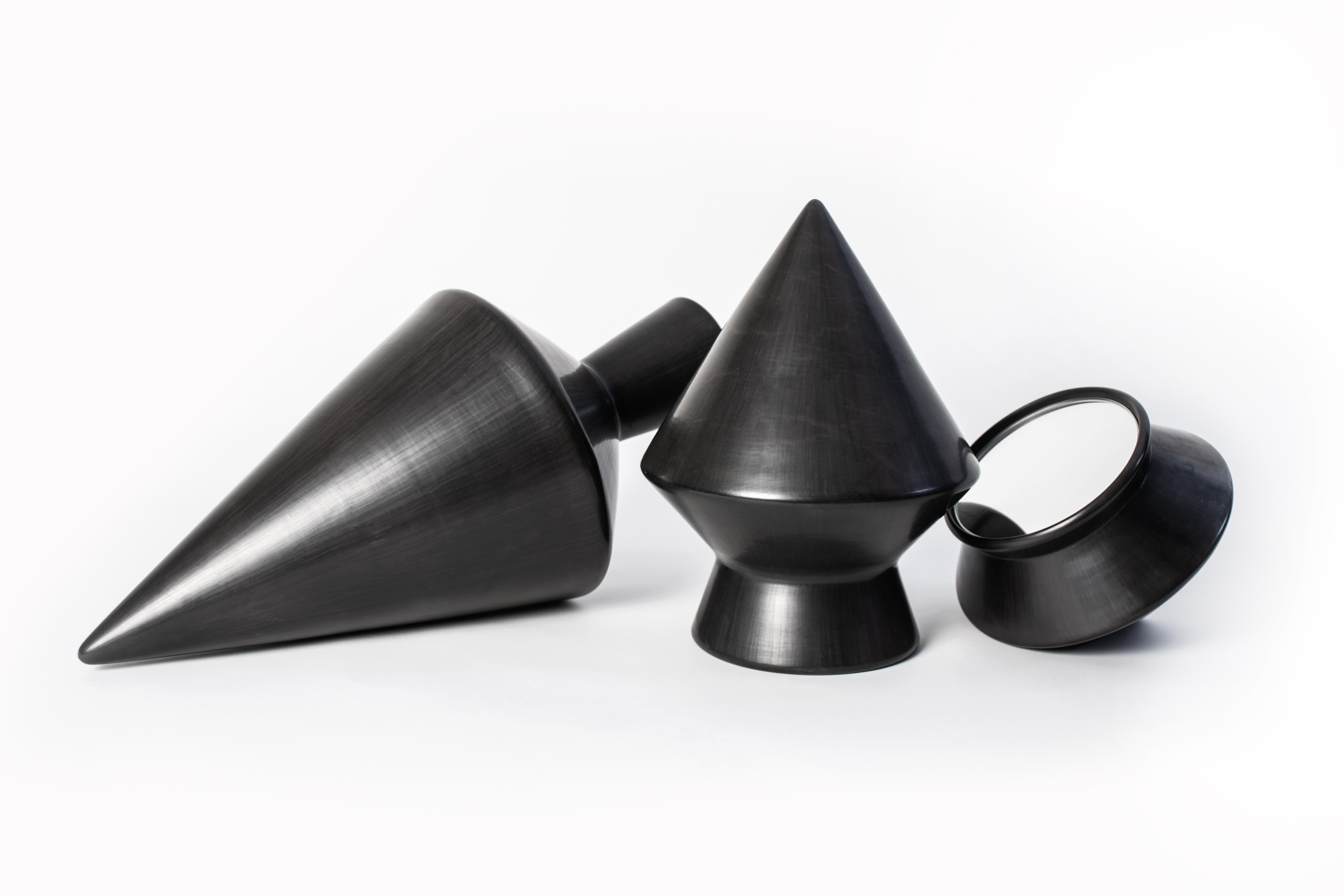 Set di 3 oggetti decorativi e specchi Nero 52 di Studio Lievito in vendita 3