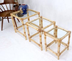 Set of 3 Nesting Bamboo Side End Tables