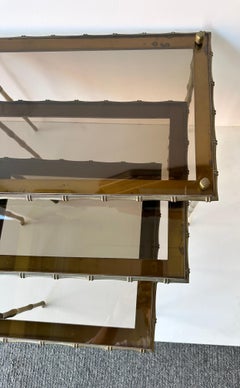 Set of 3 Nesting Tables Bamboo Gilt Bronze by Maison Baguès. France, 1960s